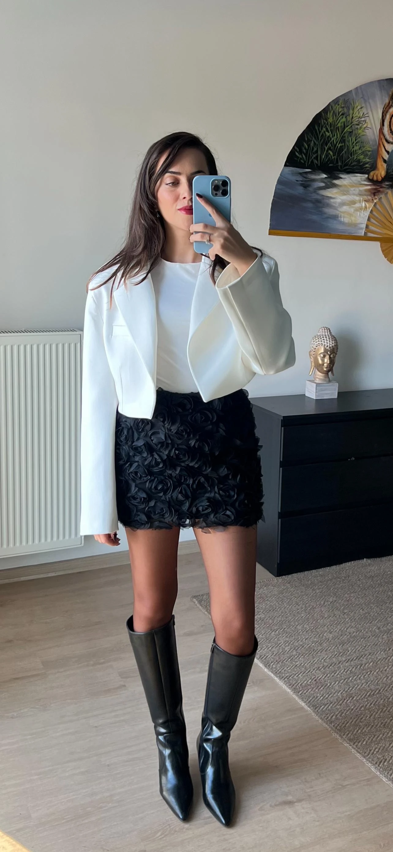 Siyah Tül Güllü Etek