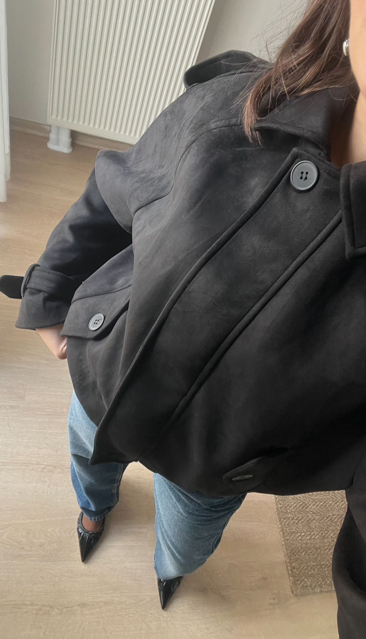 Siyah Süet Bomber Ceket