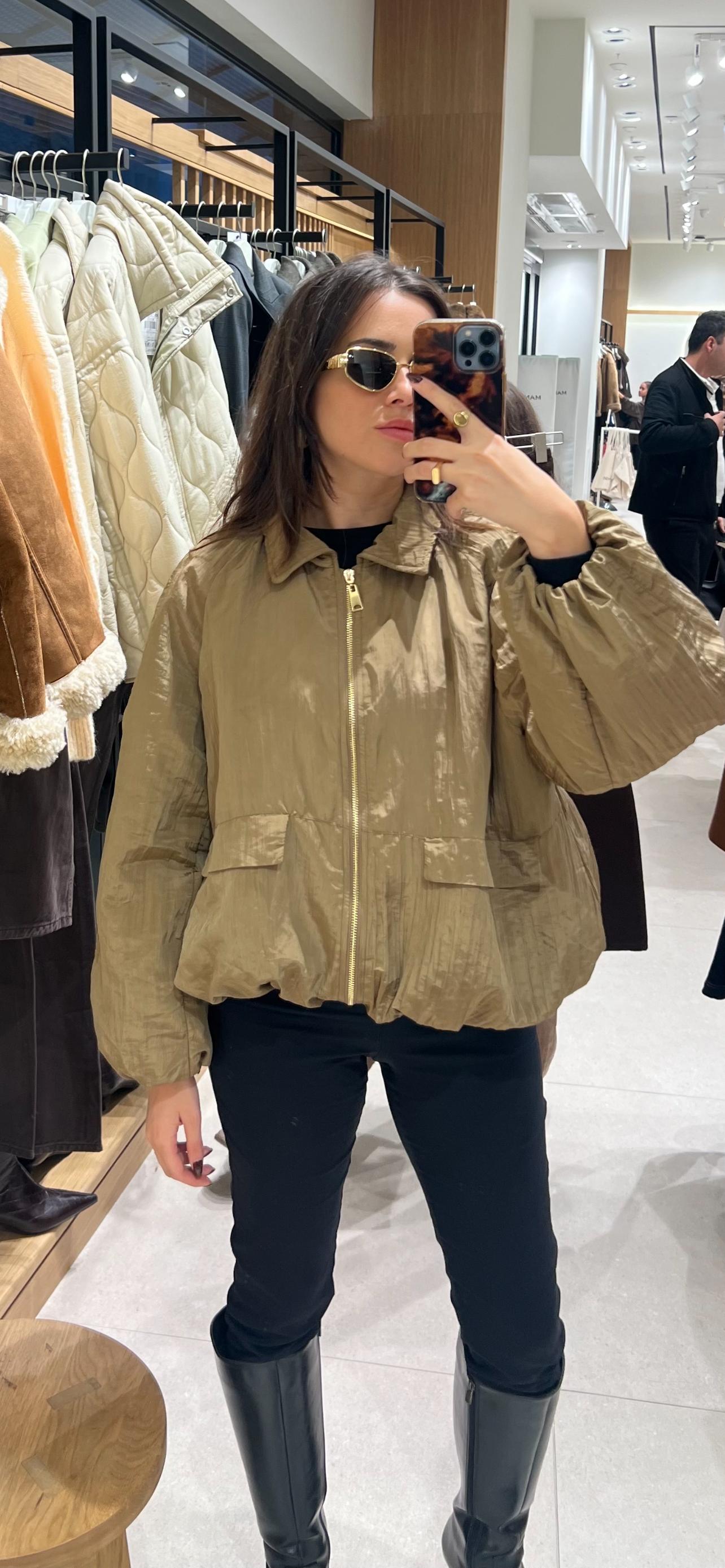 Yağ Yeşili Balon mont