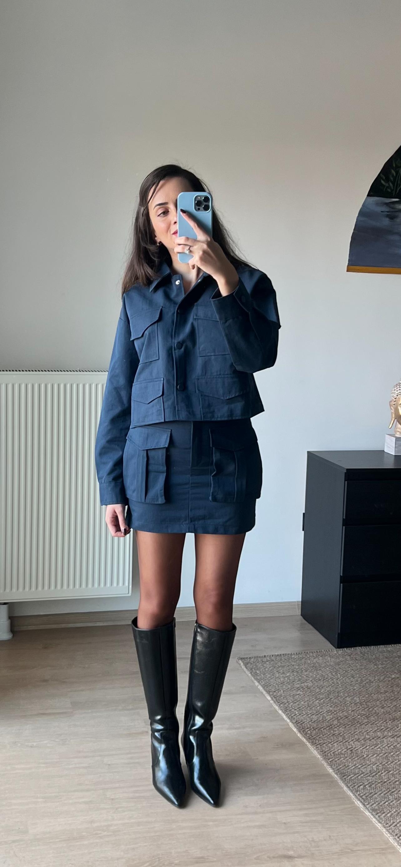 Lacivert Gabardin Kumaş Cep Detaylı Takım