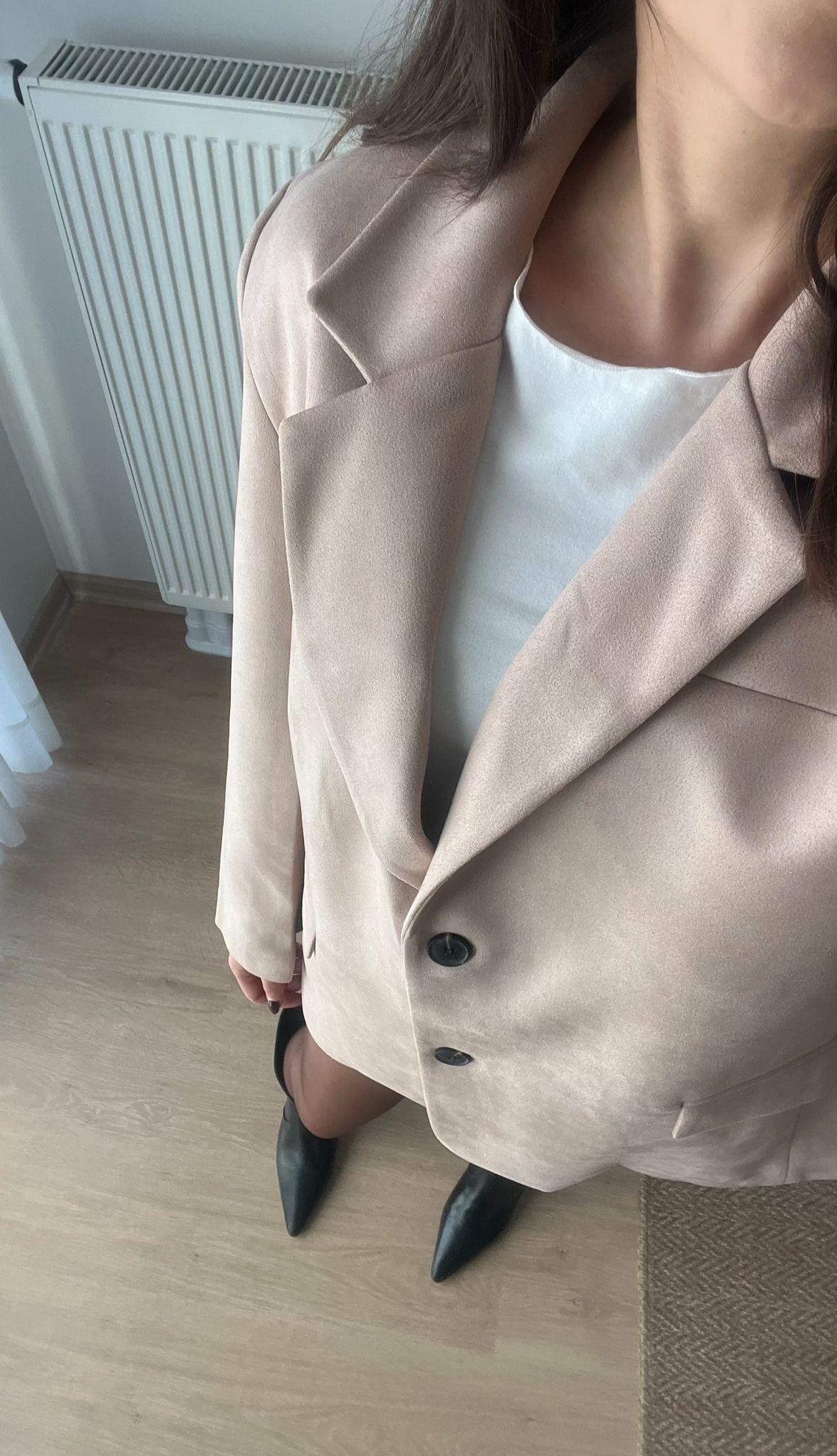 Açık Bej Süet Blazer Ceket