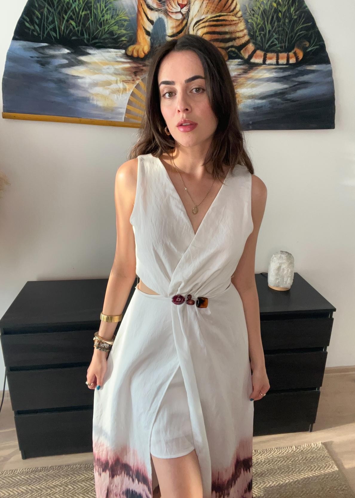 Boncuklu Pencere Detay Elbise
