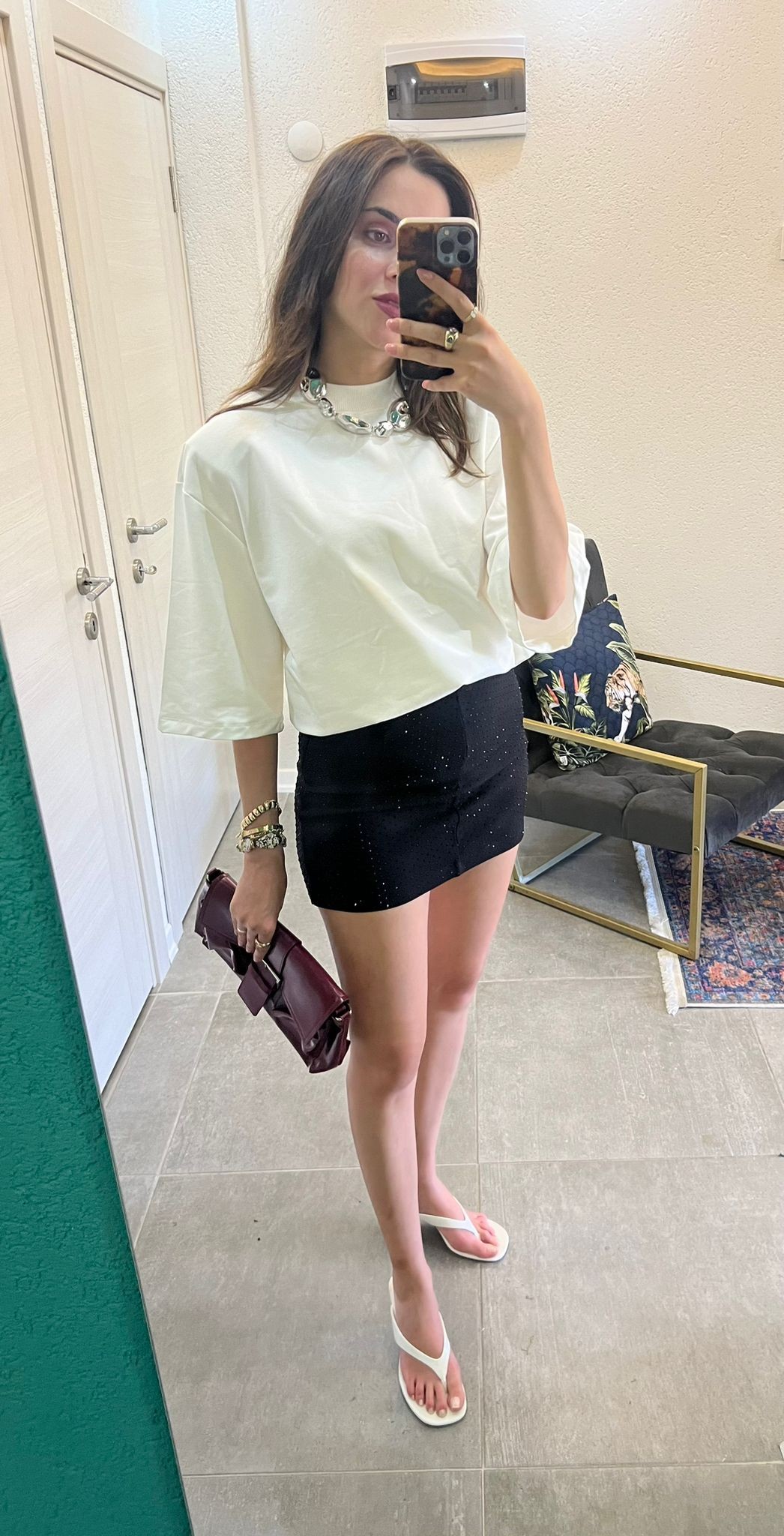 Vatkalı Oversize Beyaz Tshirt