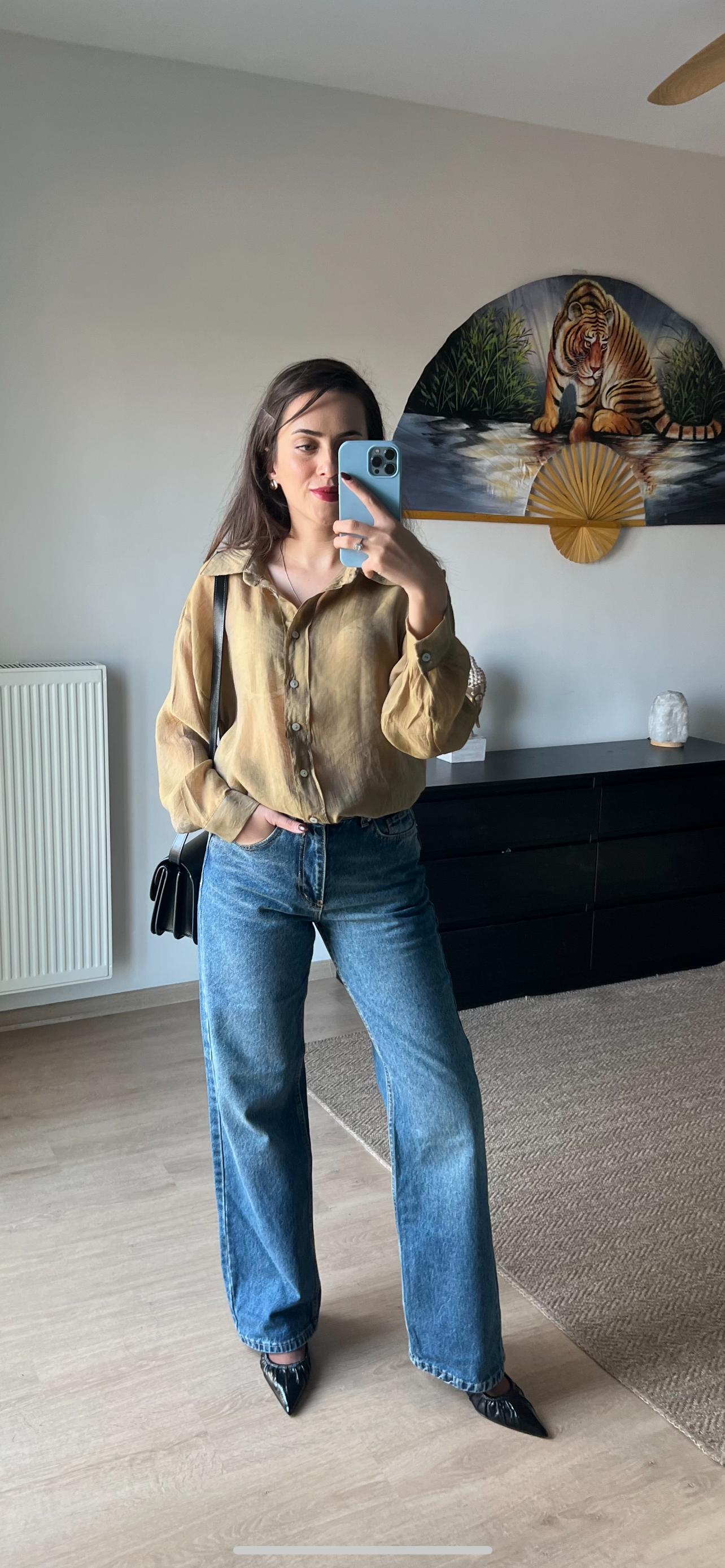 Yağ Yeşili Şeffaf Gömlek