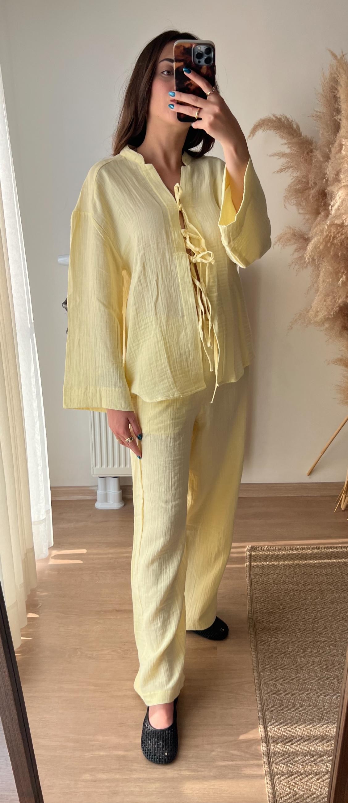 Sarı Muslin Kumaş Takım