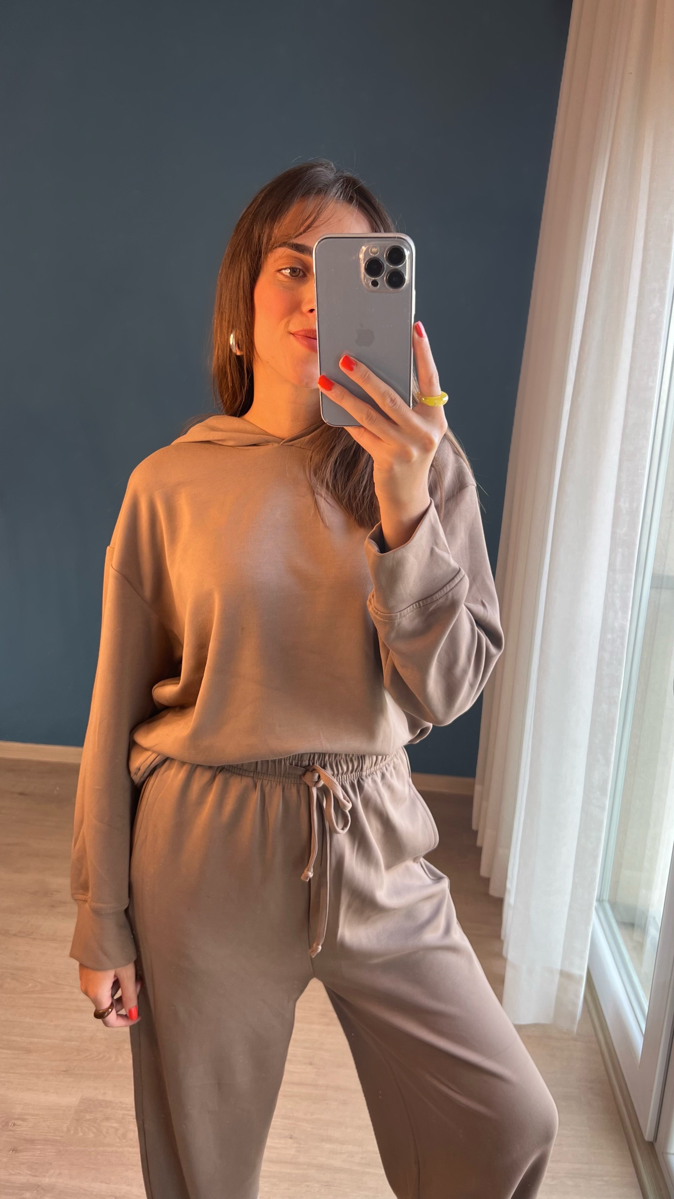 Sütlü Kahve Modal Kumaş Sweatshirt & Pantolon Takım