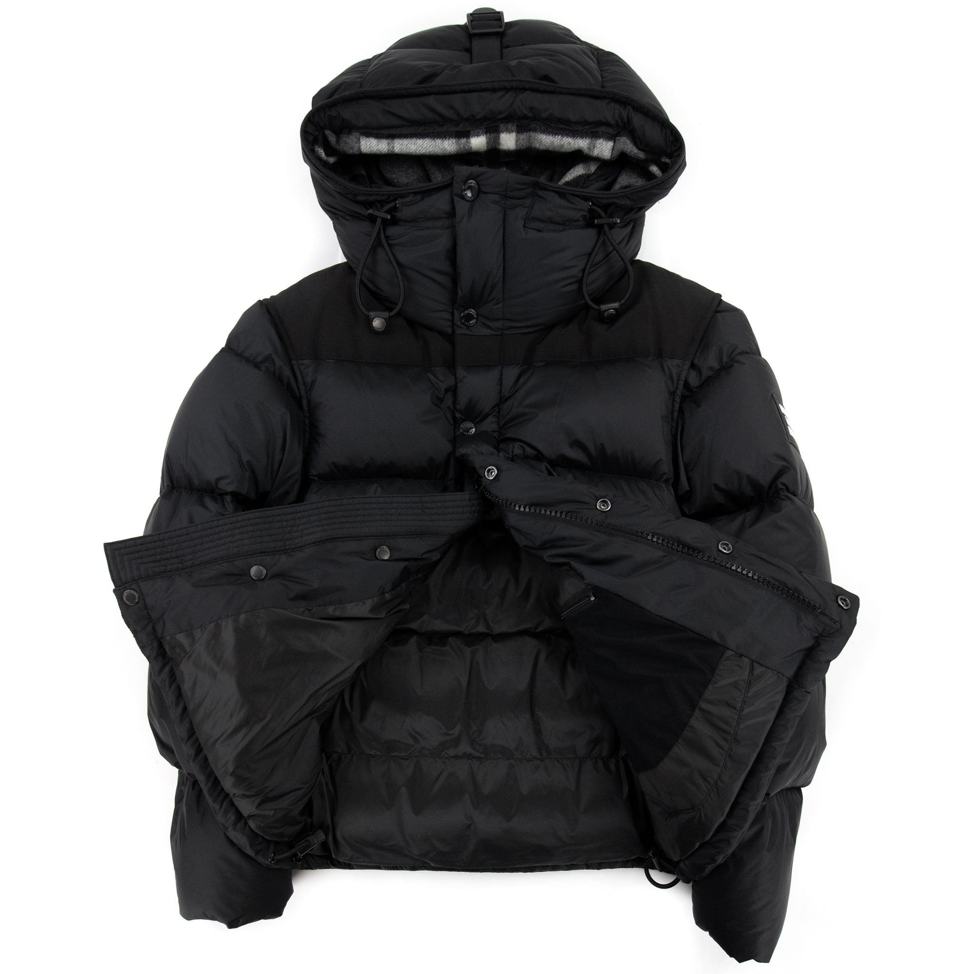 Detachable Sleeve Hooded Puffer Mont Siyah