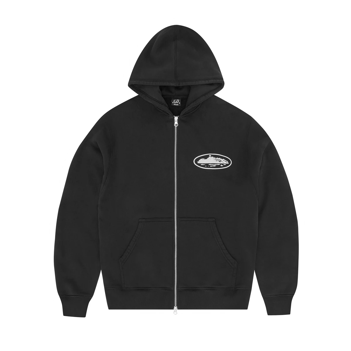 1:1 ISLAND PUFF PRINT ZIP HOODIE - Black