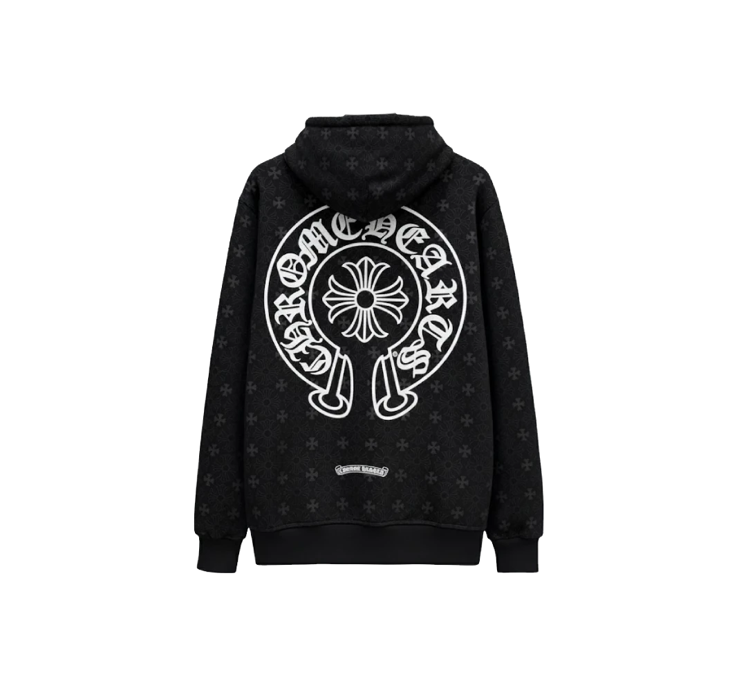 monogram plus cross print hoodie