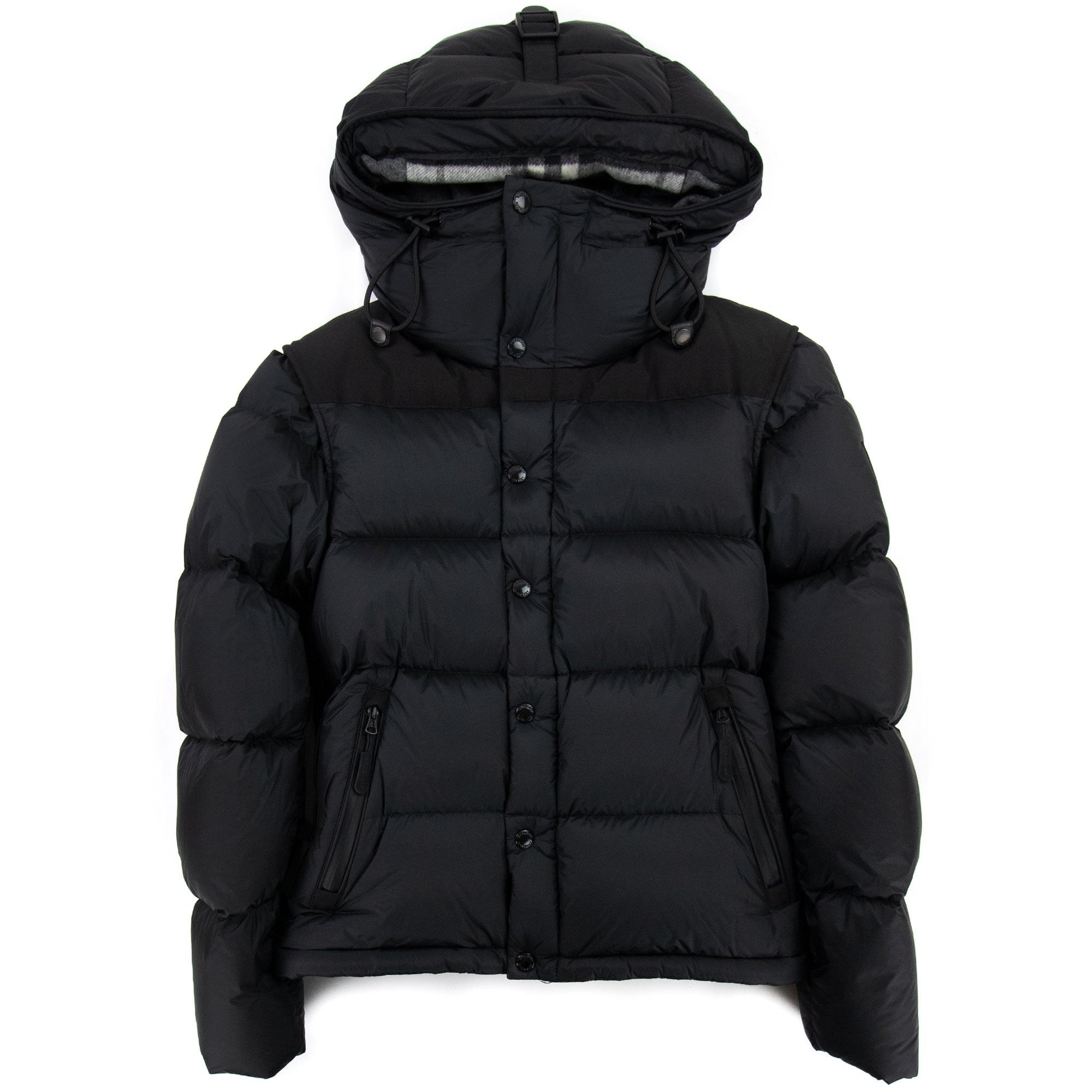 Detachable Sleeve Hooded Puffer Mont Siyah