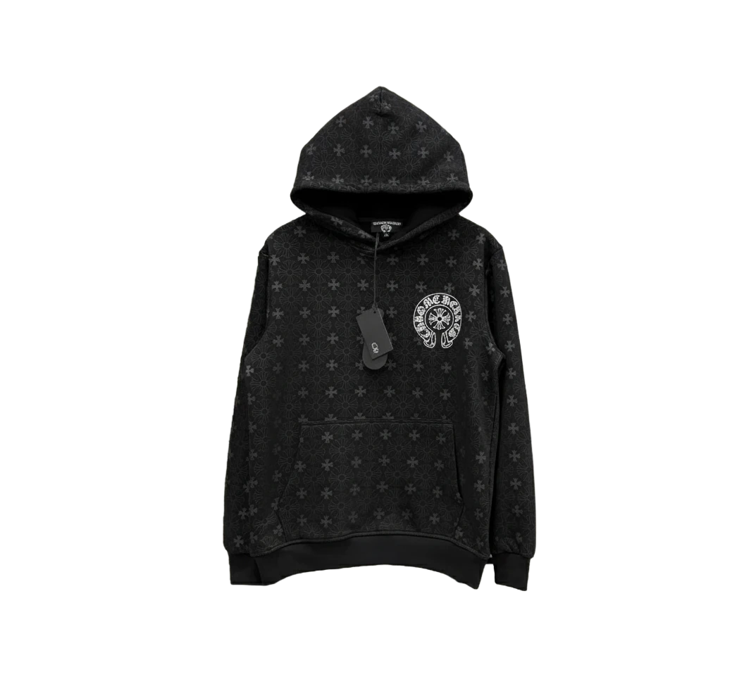 monogram plus cross print hoodie