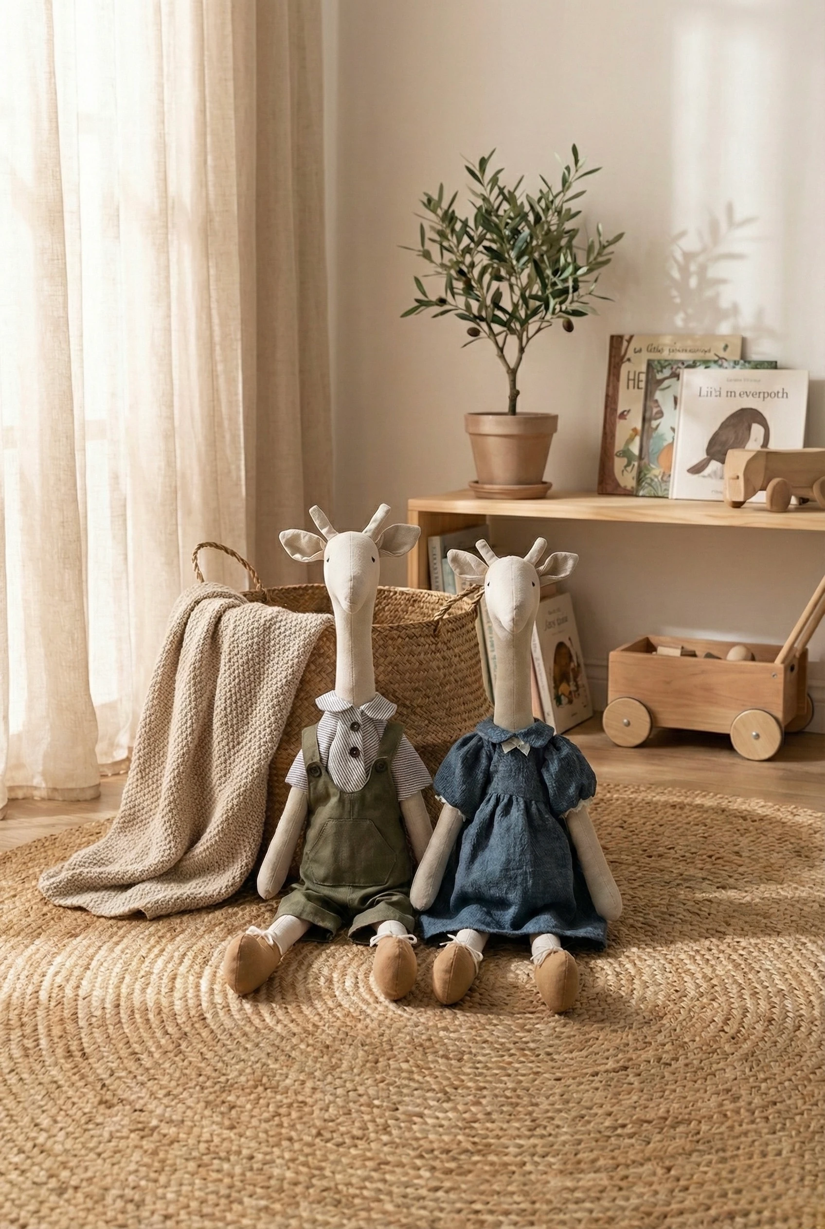 Bez Zürafa Oyuncak (Kız) / Mavi Keten Elbiseli – Melis