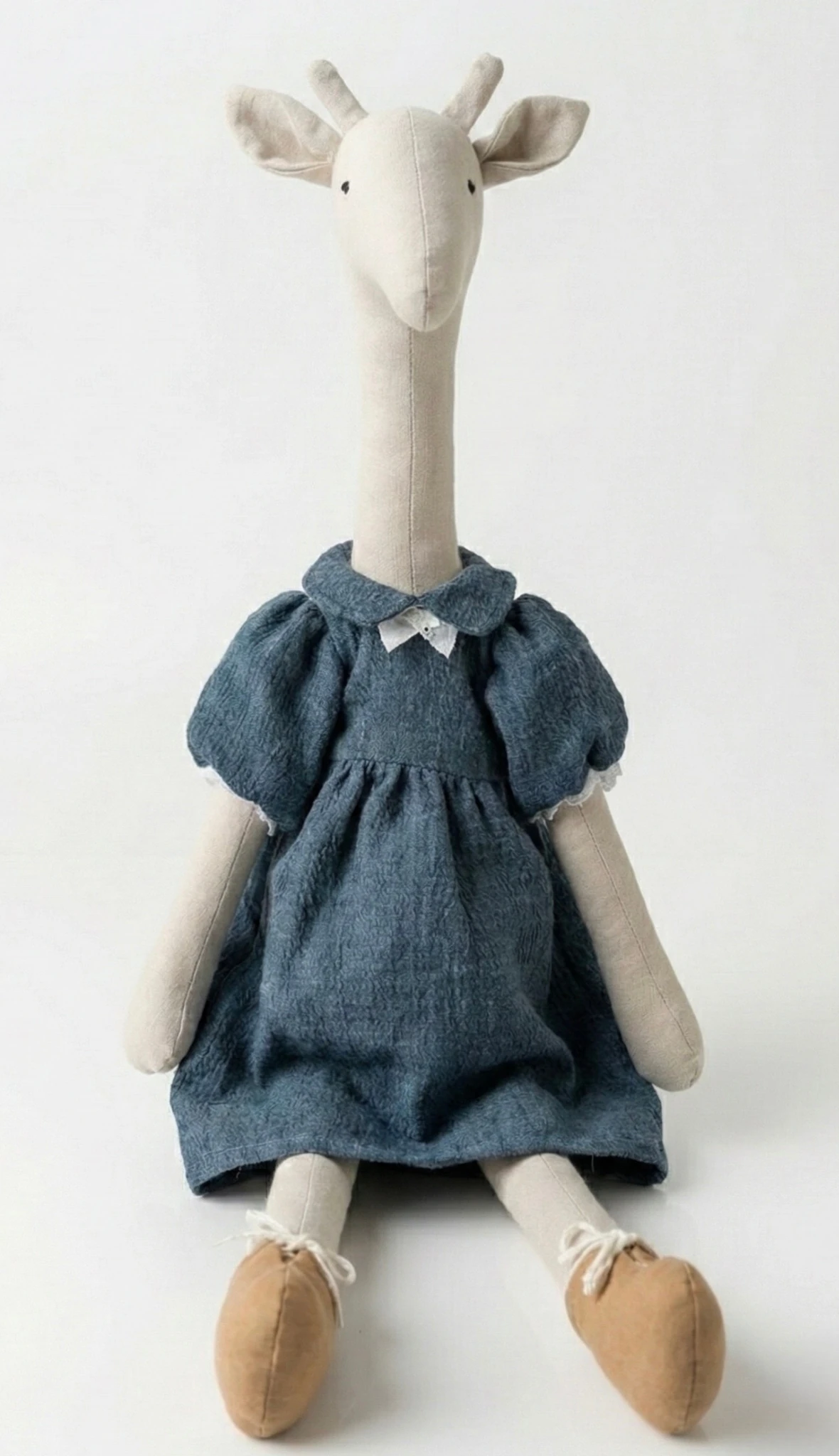 Bez Zürafa Oyuncak (Kız) / Mavi Keten Elbiseli – Melis