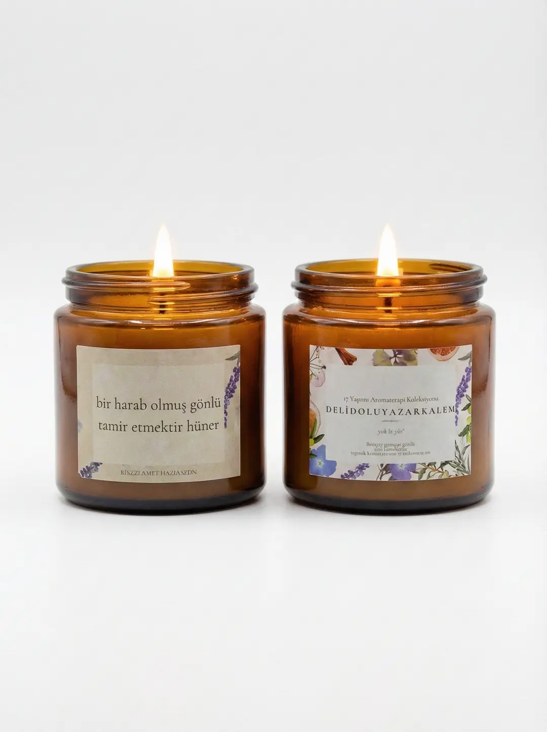 Itır Kokulu Bitkisel Mum Doğal Cocosoy Wax, Amber Cam Kavanozda