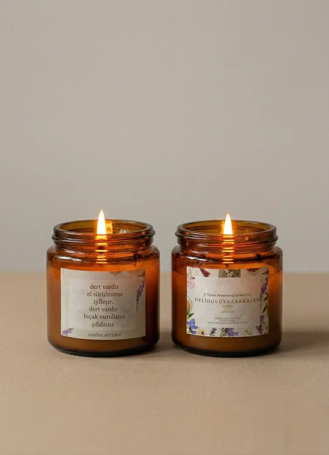 Bitkisel Lavanta Kokulu Mum Amber Cam Kavanozda Cocosoy Wax