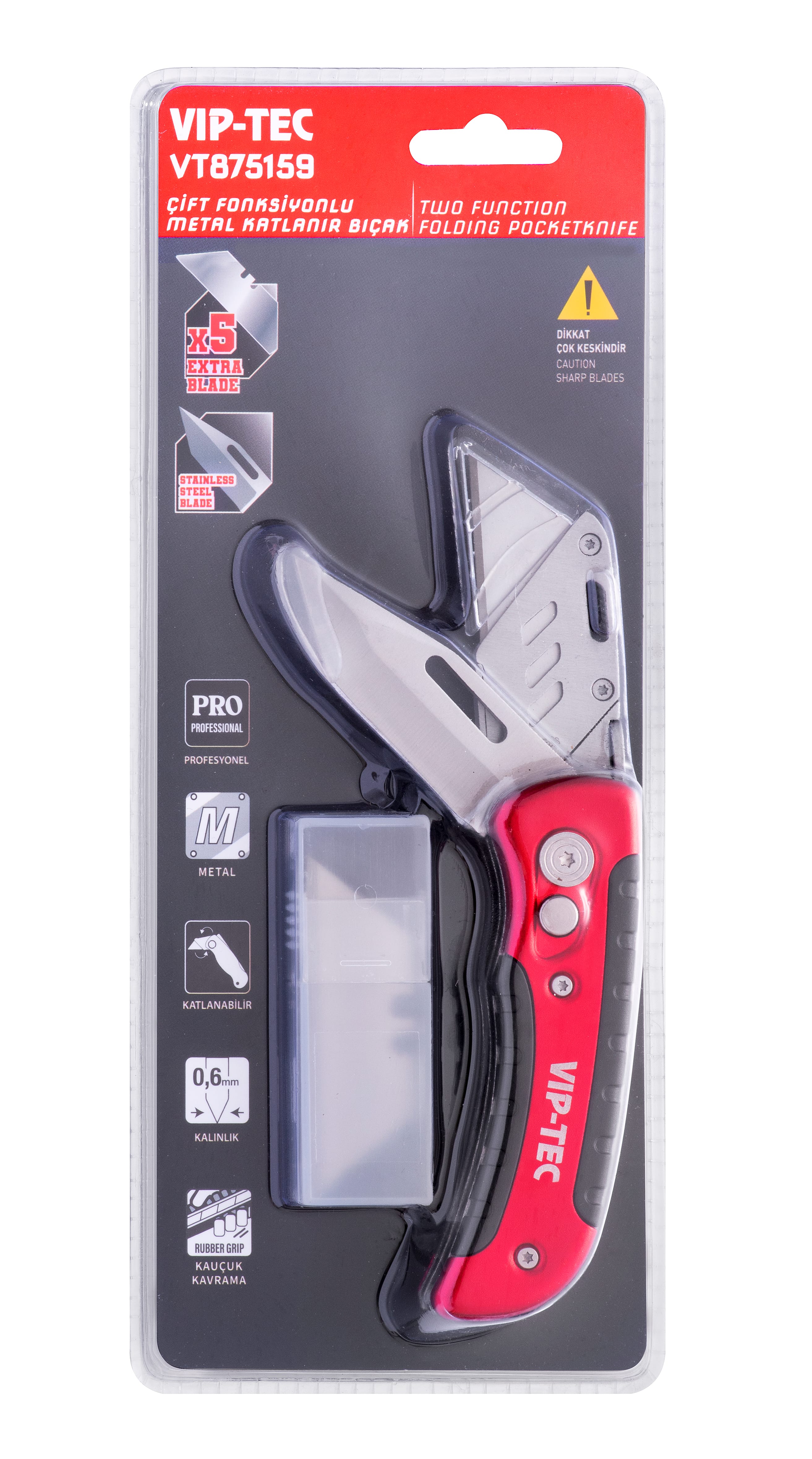 Vip-Tec  Çift  Fonksiyonlu  Metal  Katlanır   Bıçak  (VT875159)