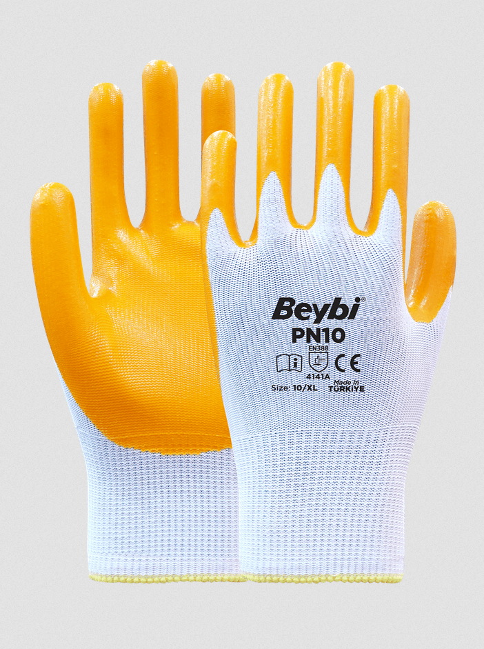 Beybi PN10 Polyester Örme Nitril Eldiven 10/xl