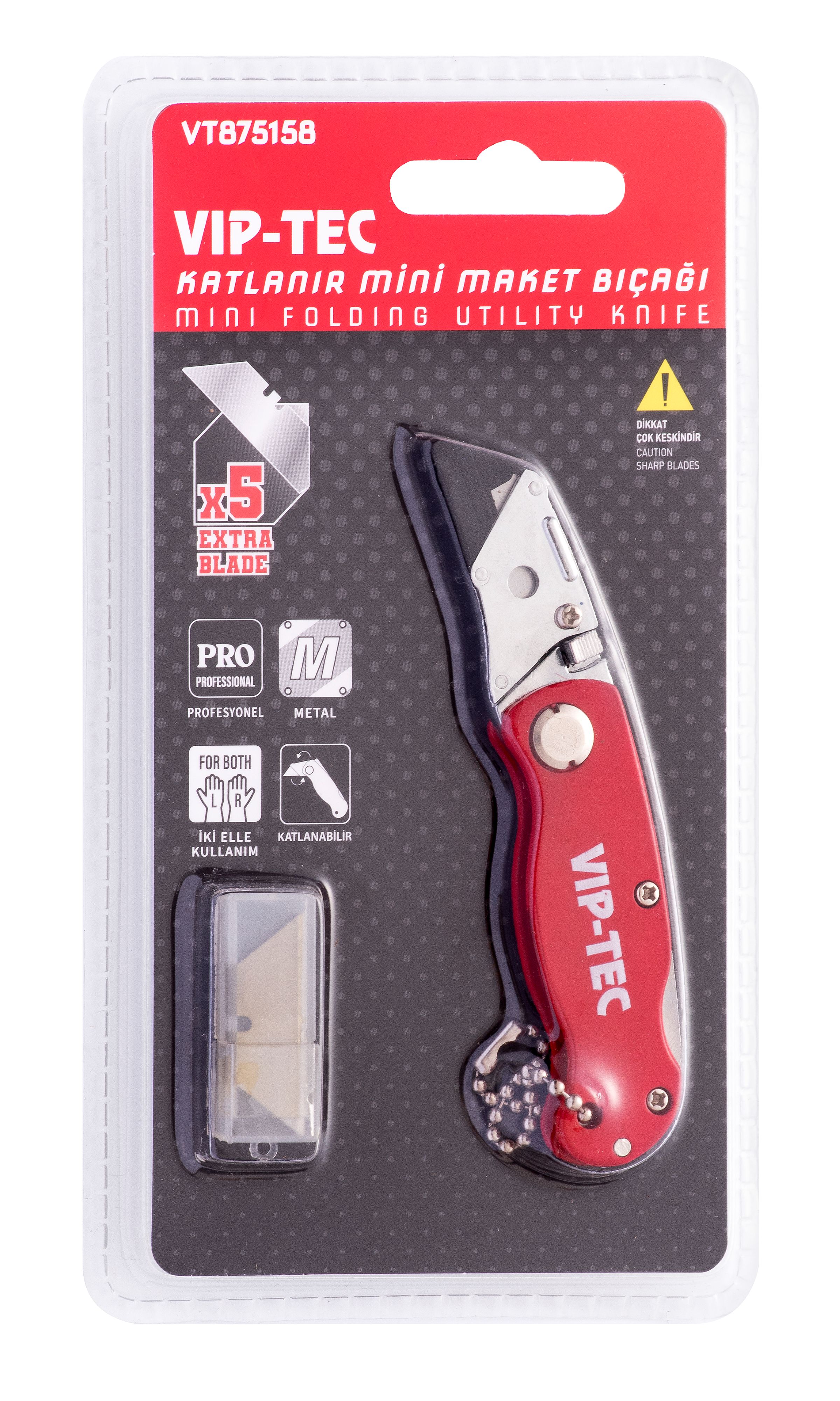 Vip-Tec   VT875158 Katlanır Mini Maket  Bıçağı + 5 yedekli
