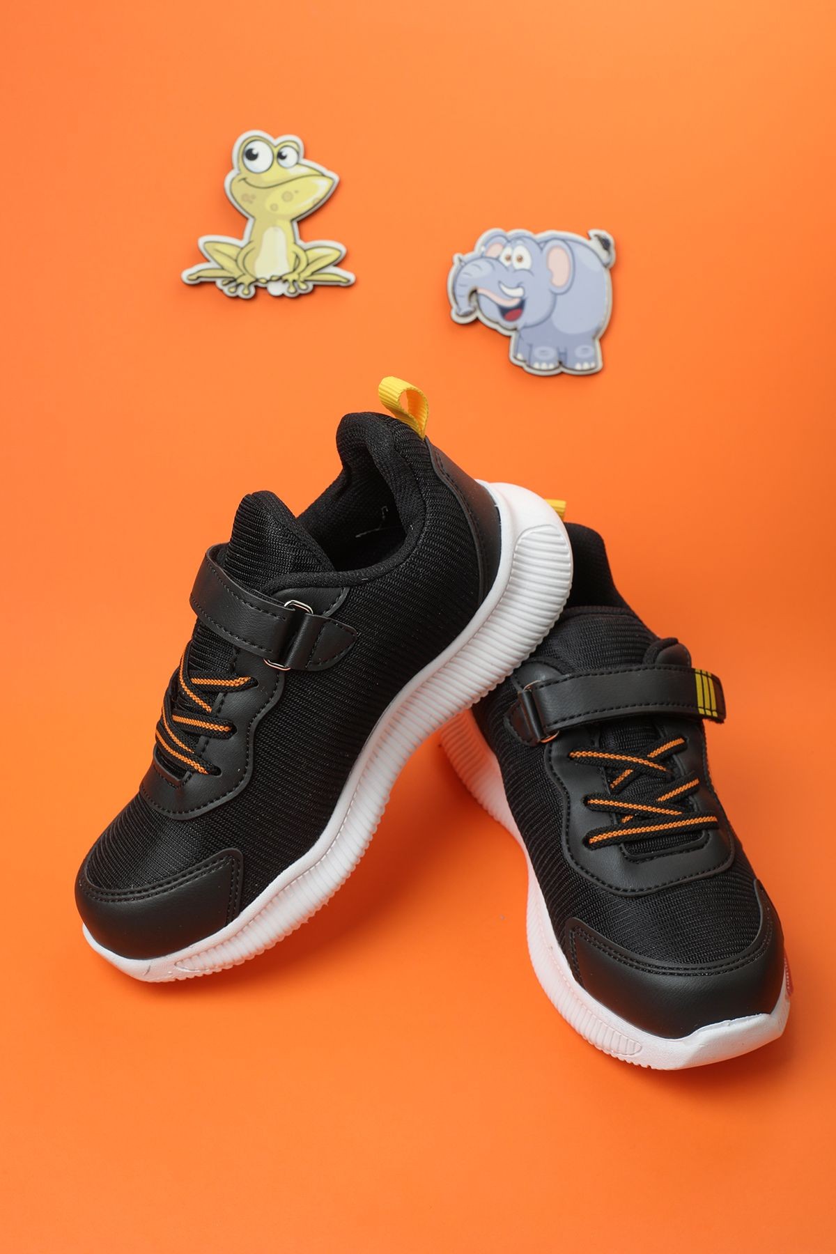 Unisex Spor Fanatik Sarı Kırmızı Taraftar Cırtlı Esnek Taban Dayanıklı Sneaker Çocuk Spor Ayakkabı