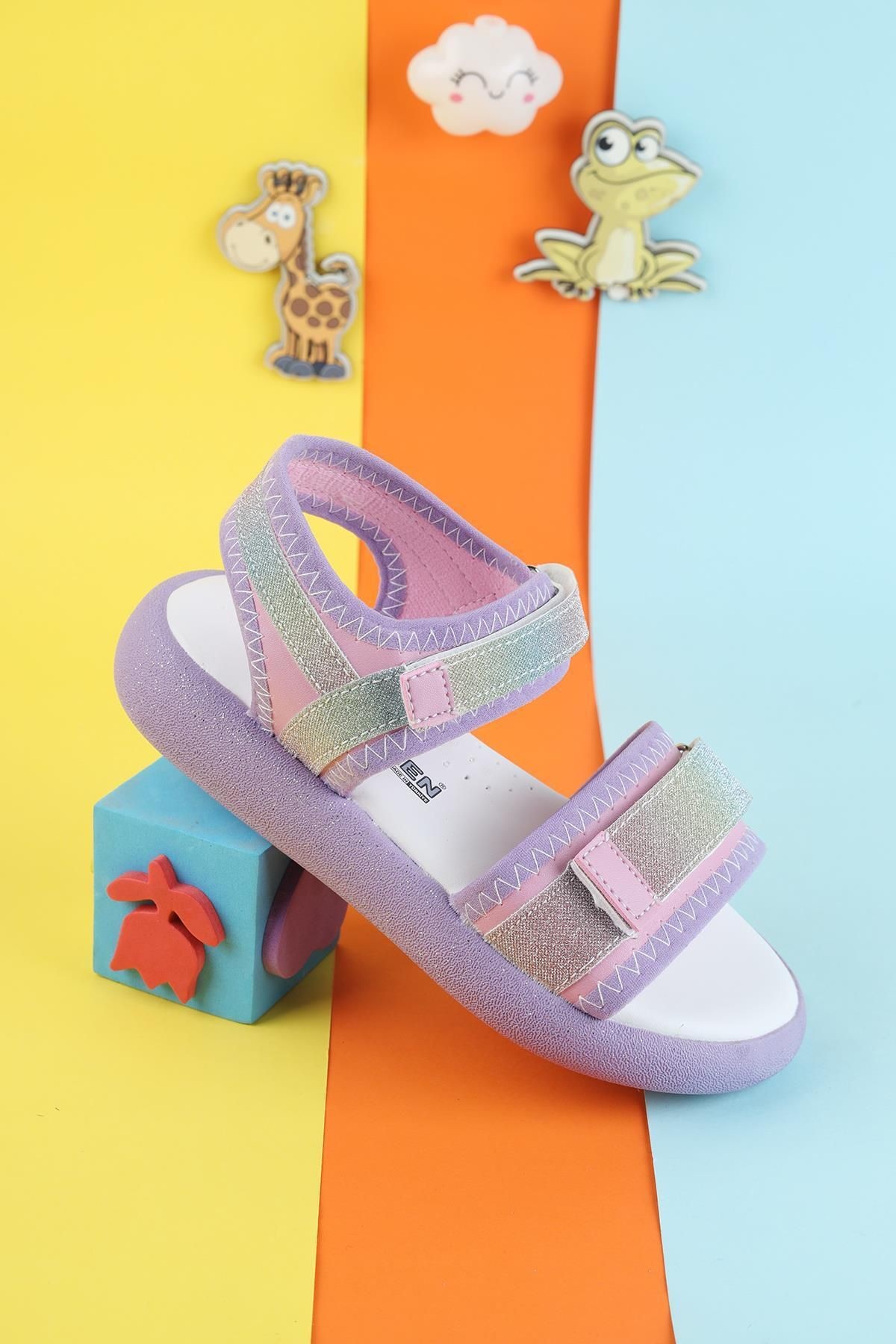 Unisex Çocuk Sandalet Önü Kapalı Sandalet Renkli Kız Sandalet Ortopedik Sandalet Yeni Sezon Sandalet