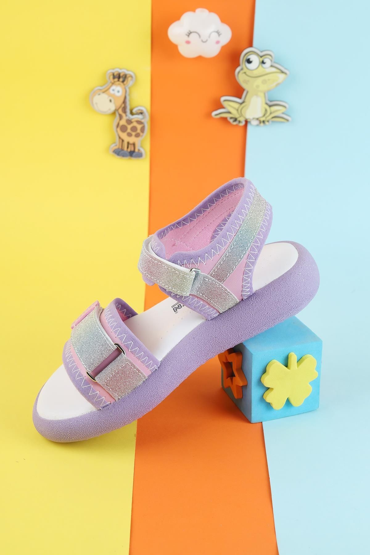 Unisex Çocuk Sandalet Önü Kapalı Sandalet Renkli Kız Sandalet Ortopedik Sandalet Yeni Sezon Sandalet