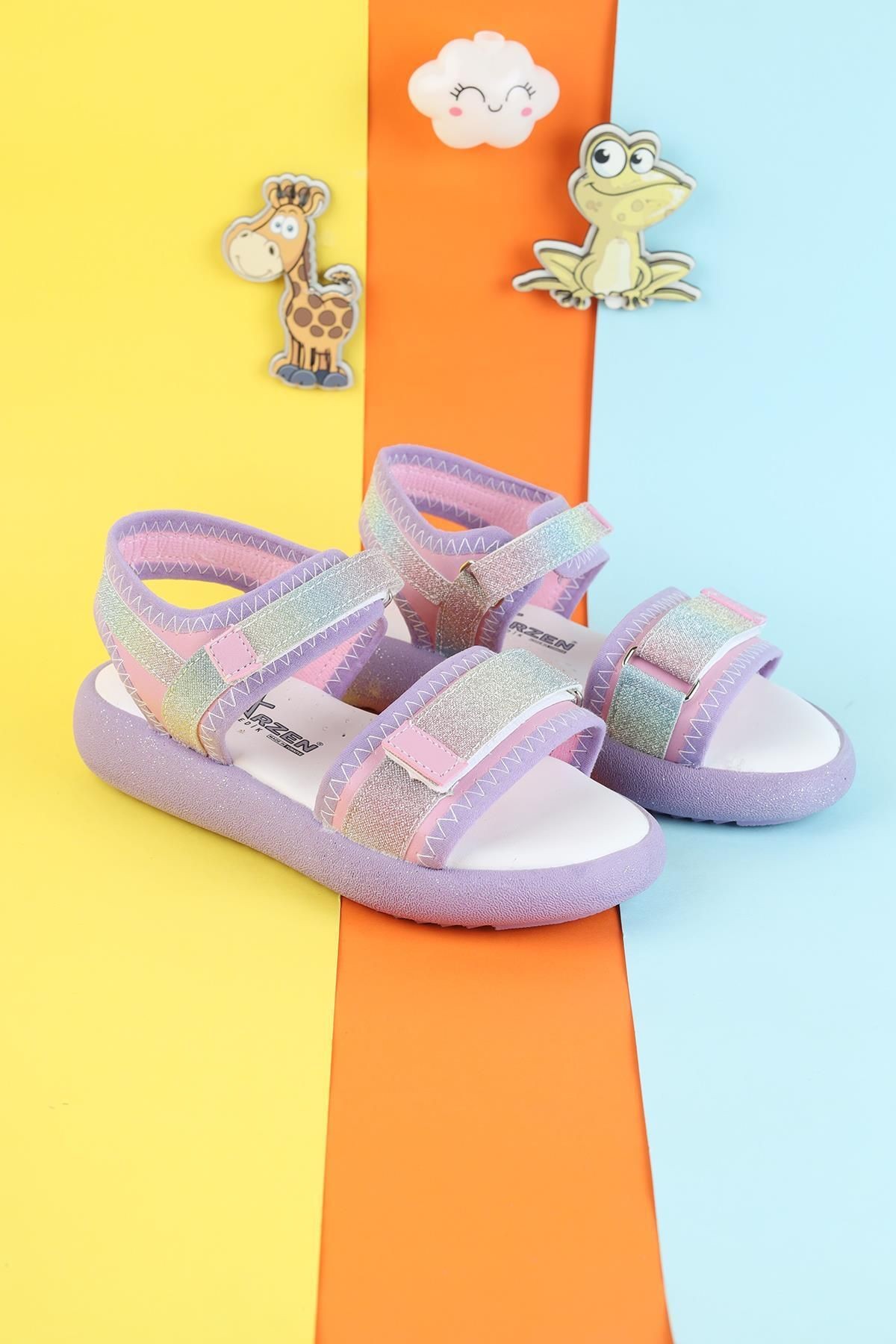Unisex Çocuk Sandalet Önü Kapalı Sandalet Renkli Kız Sandalet Ortopedik Sandalet Yeni Sezon Sandalet