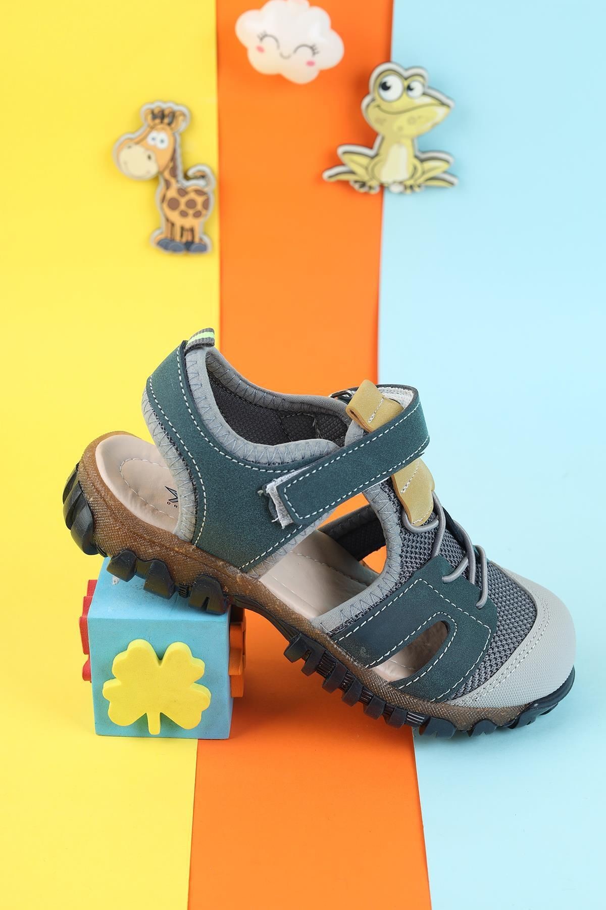 Unisex Çocuk Sandalet Önü Kapalı Sandalet Renkli Sandalet Ortopedik Sandalet Yeni Sezon Sandalet