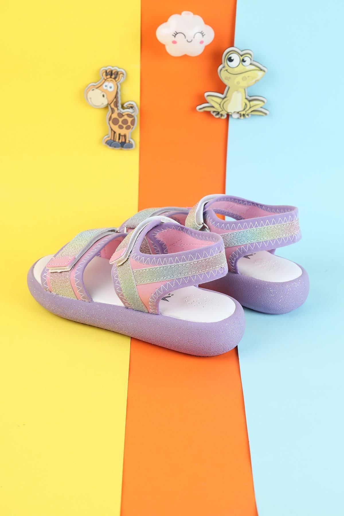 Unisex Çocuk Sandalet Önü Kapalı Sandalet Renkli Kız Sandalet Ortopedik Sandalet Yeni Sezon Sandalet