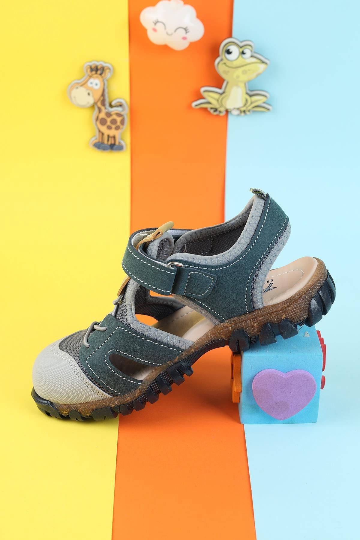 Unisex Çocuk Sandalet Önü Kapalı Sandalet Renkli Sandalet Ortopedik Sandalet Yeni Sezon Sandalet