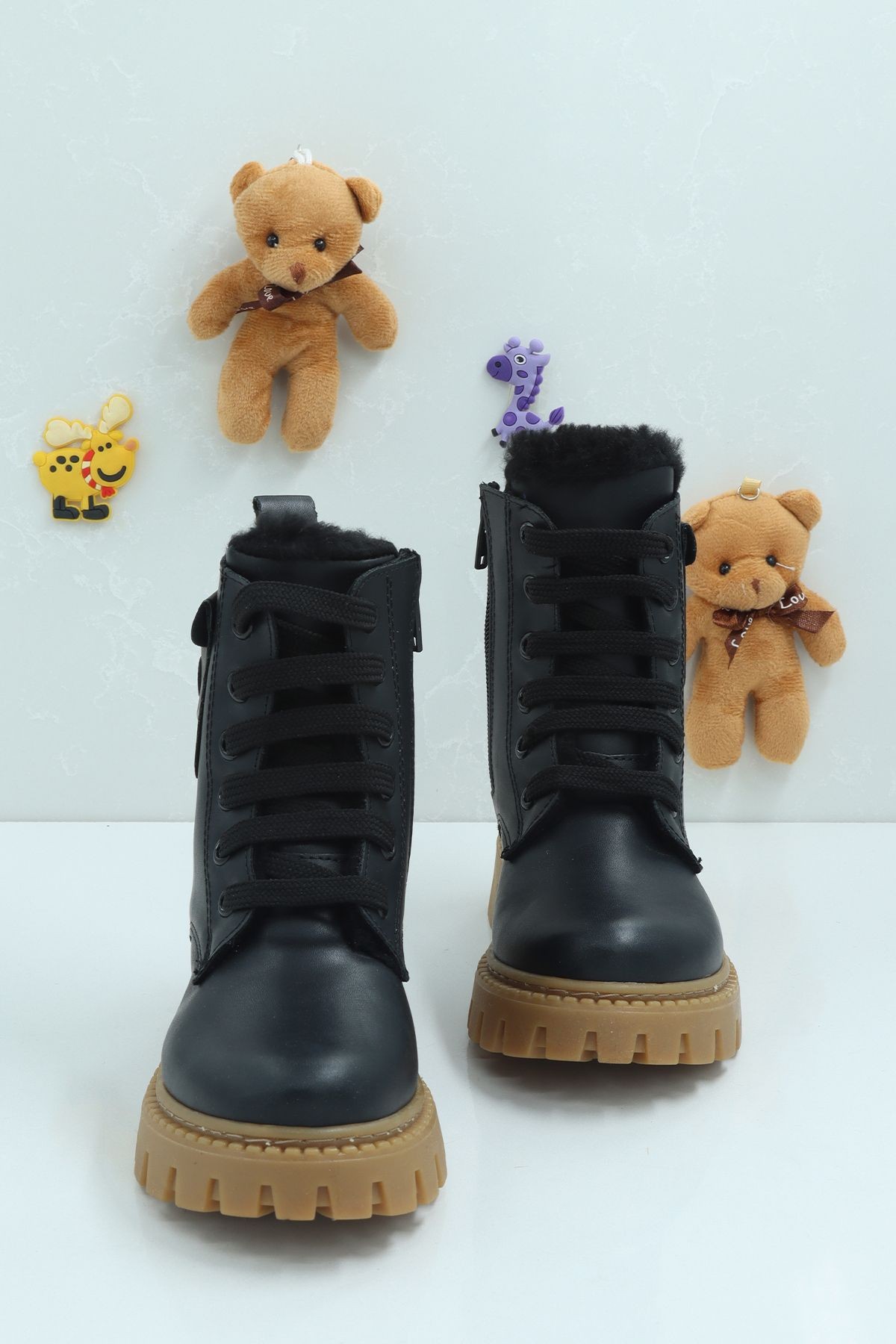 Unisex Sıcak Tutan Astarlı Chunky Kaymaz ve Rahat Taban  Çocuk Kışlık Bot Kışlık Çocuk Bot