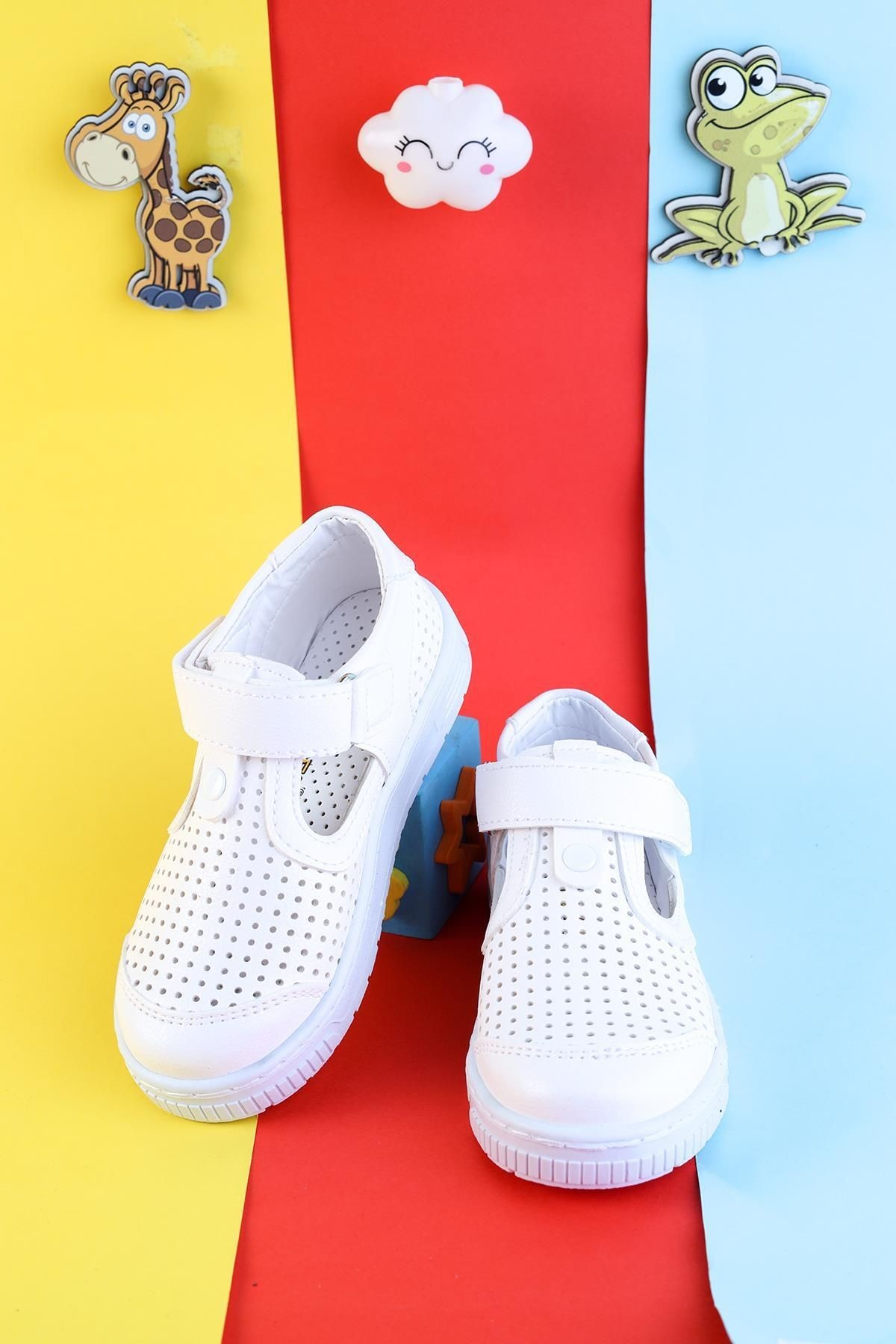 Unisex Çocuk Sandalet Önü Kapalı Sandalet Renkli Sandalet Ortopedik Sandalet
