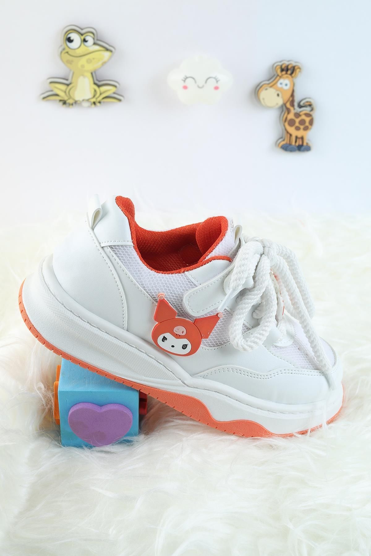 Unisex Çocuk Spor Ayakkabı Kuromi Spor Ayakkabı Özel Tasarım Bağçıklı ve Cırtlı Çocuk Sneaker Spor