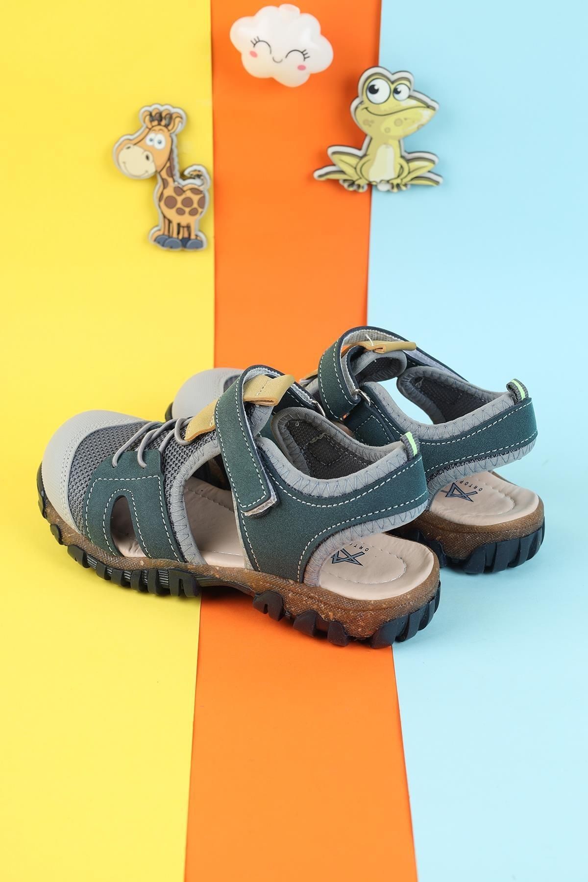 Unisex Çocuk Sandalet Önü Kapalı Sandalet Renkli Sandalet Ortopedik Sandalet Yeni Sezon Sandalet