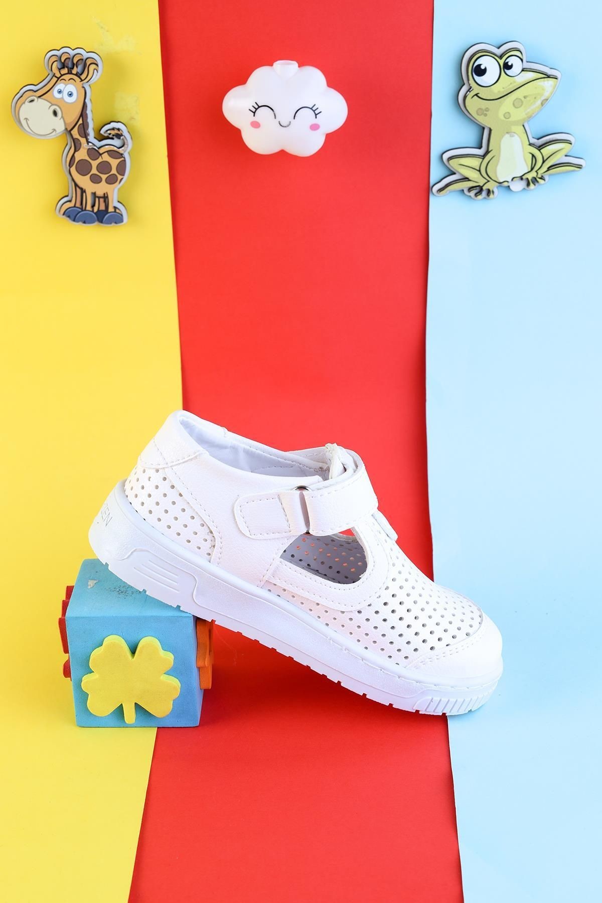 Unisex Çocuk Sandalet Önü Kapalı Sandalet Renkli Sandalet Ortopedik Sandalet