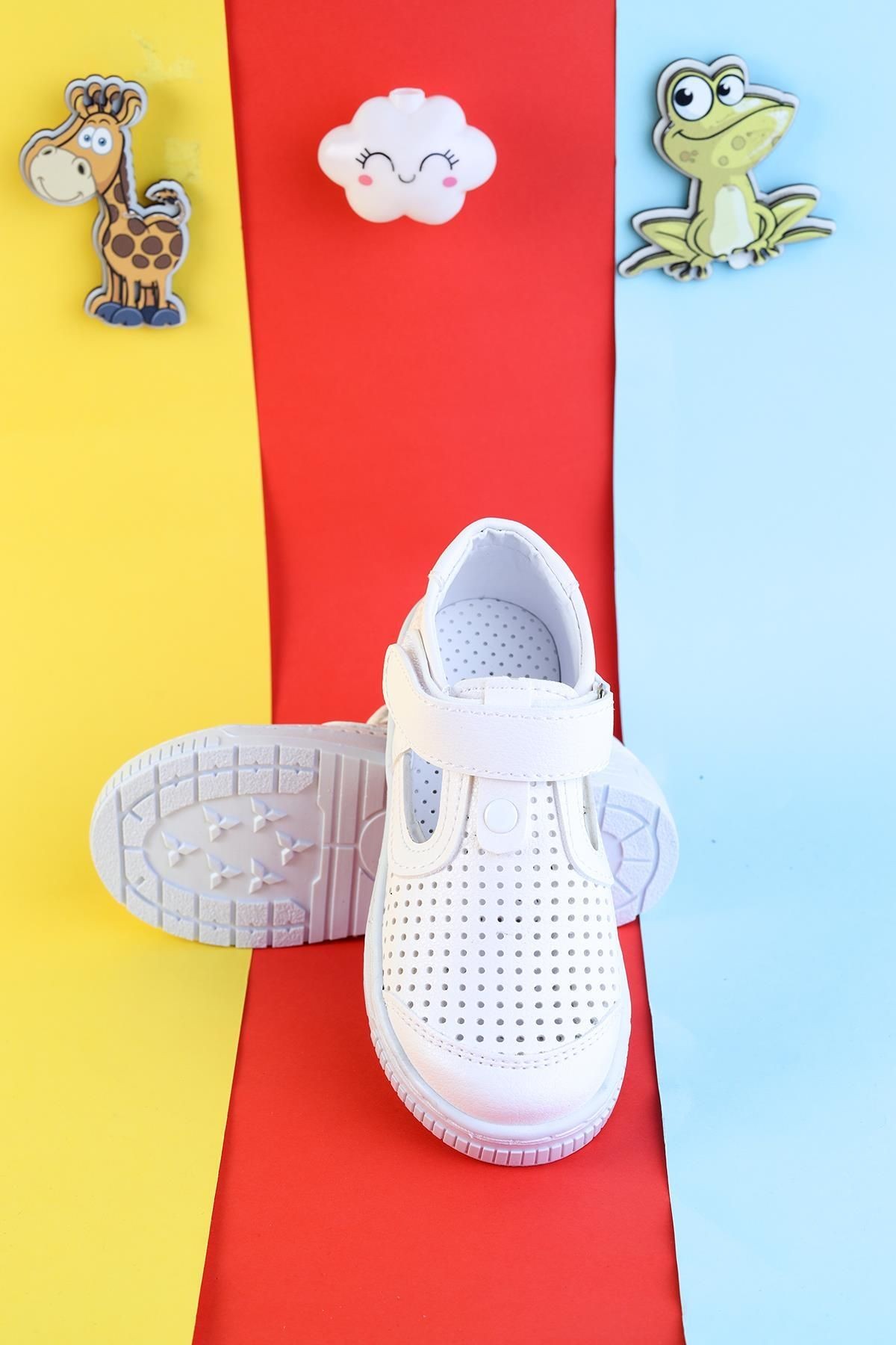 Unisex Çocuk Sandalet Önü Kapalı Sandalet Renkli Sandalet Ortopedik Sandalet