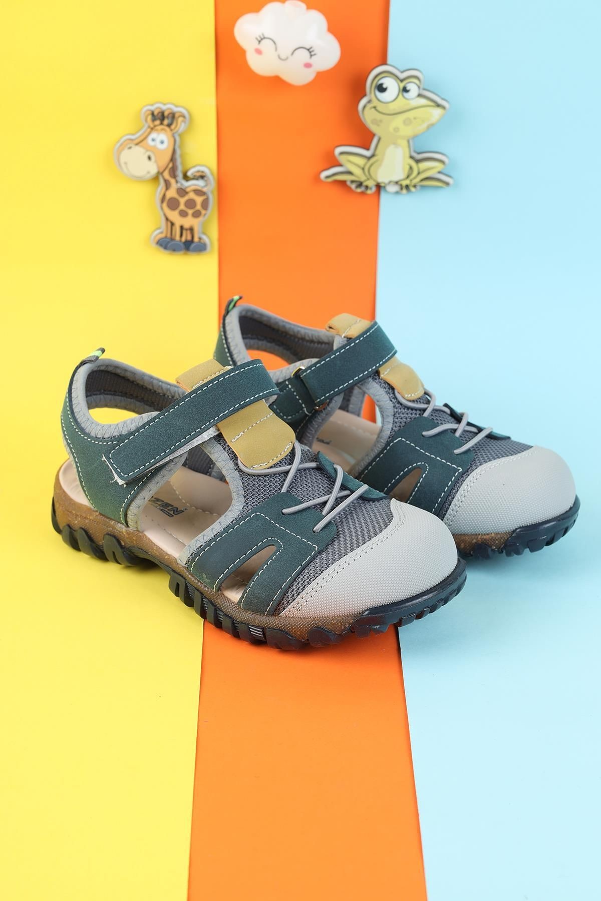 Unisex Çocuk Sandalet Önü Kapalı Sandalet Renkli Sandalet Ortopedik Sandalet Yeni Sezon Sandalet