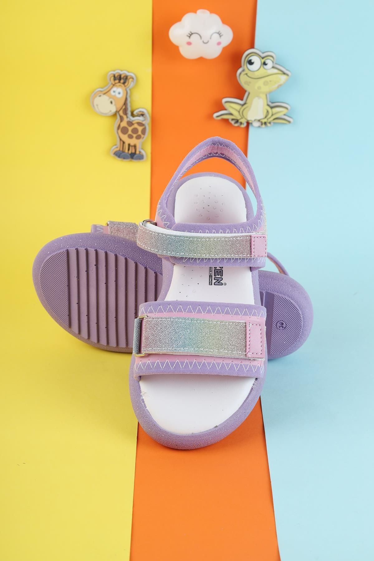 Unisex Çocuk Sandalet Önü Kapalı Sandalet Renkli Kız Sandalet Ortopedik Sandalet Yeni Sezon Sandalet
