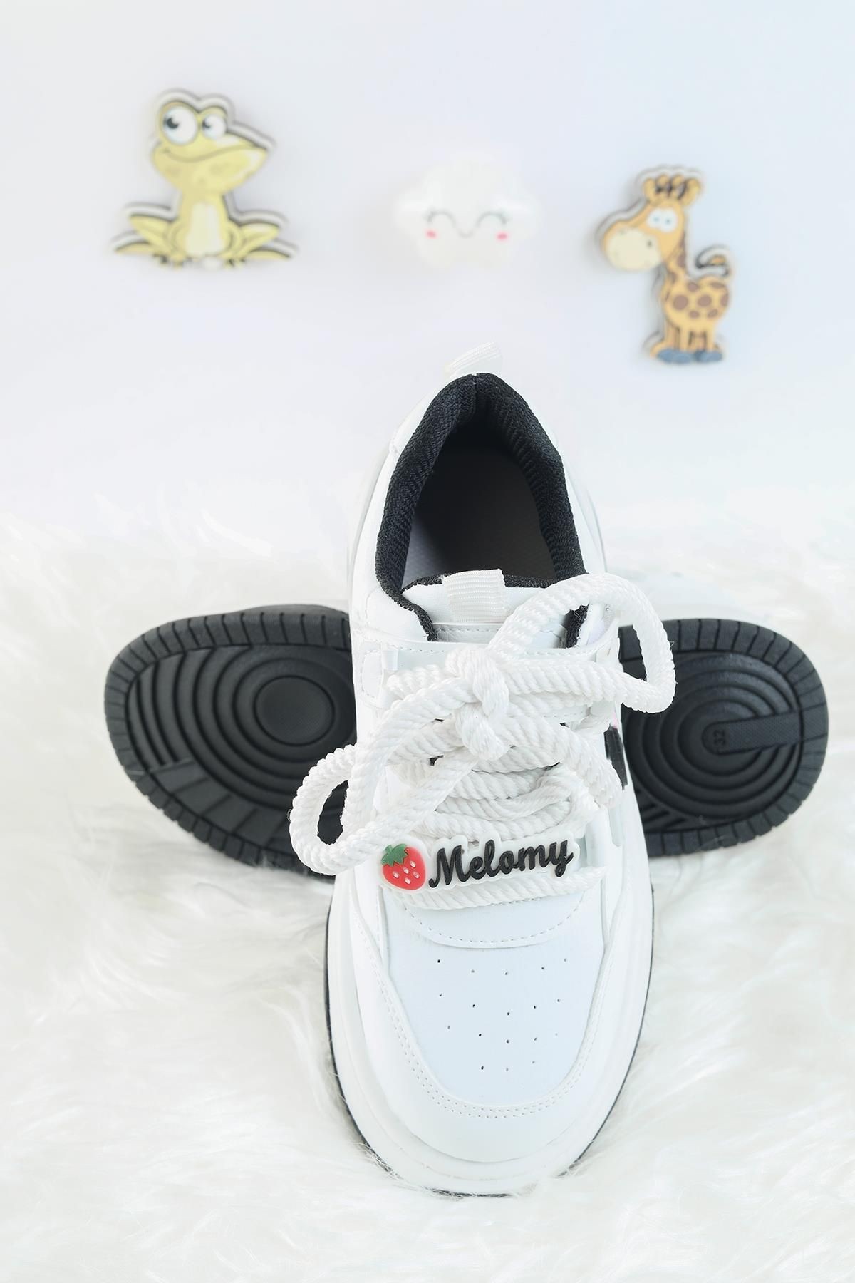 Unisex Çocuk Spor Ayakkabı Kuromi Spor Ayakkabı Özel Tasarım BaĞçıklı ve Cırtlı Çocuk Sneaker Spor