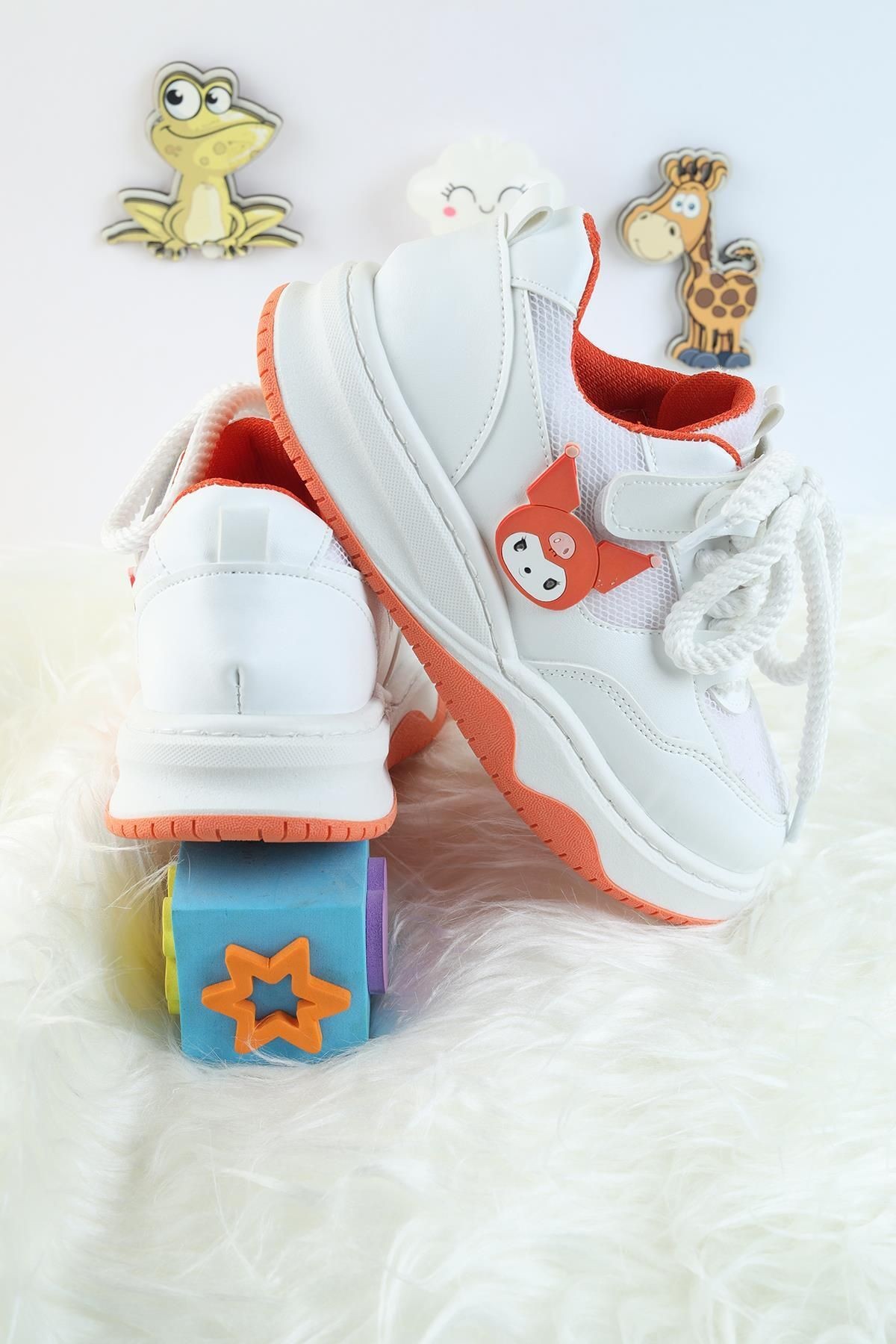 Unisex Çocuk Spor Ayakkabı Kuromi Spor Ayakkabı Özel Tasarım Bağçıklı ve Cırtlı Çocuk Sneaker Spor