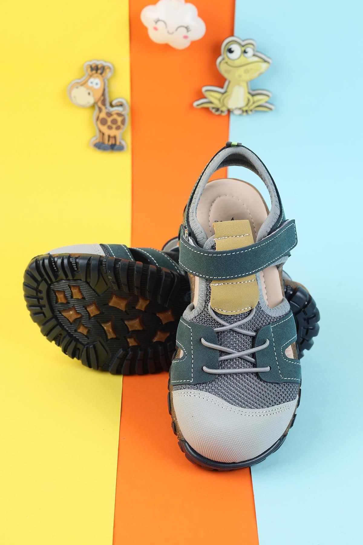 Unisex Çocuk Sandalet Önü Kapalı Sandalet Renkli Sandalet Ortopedik Sandalet Yeni Sezon Sandalet