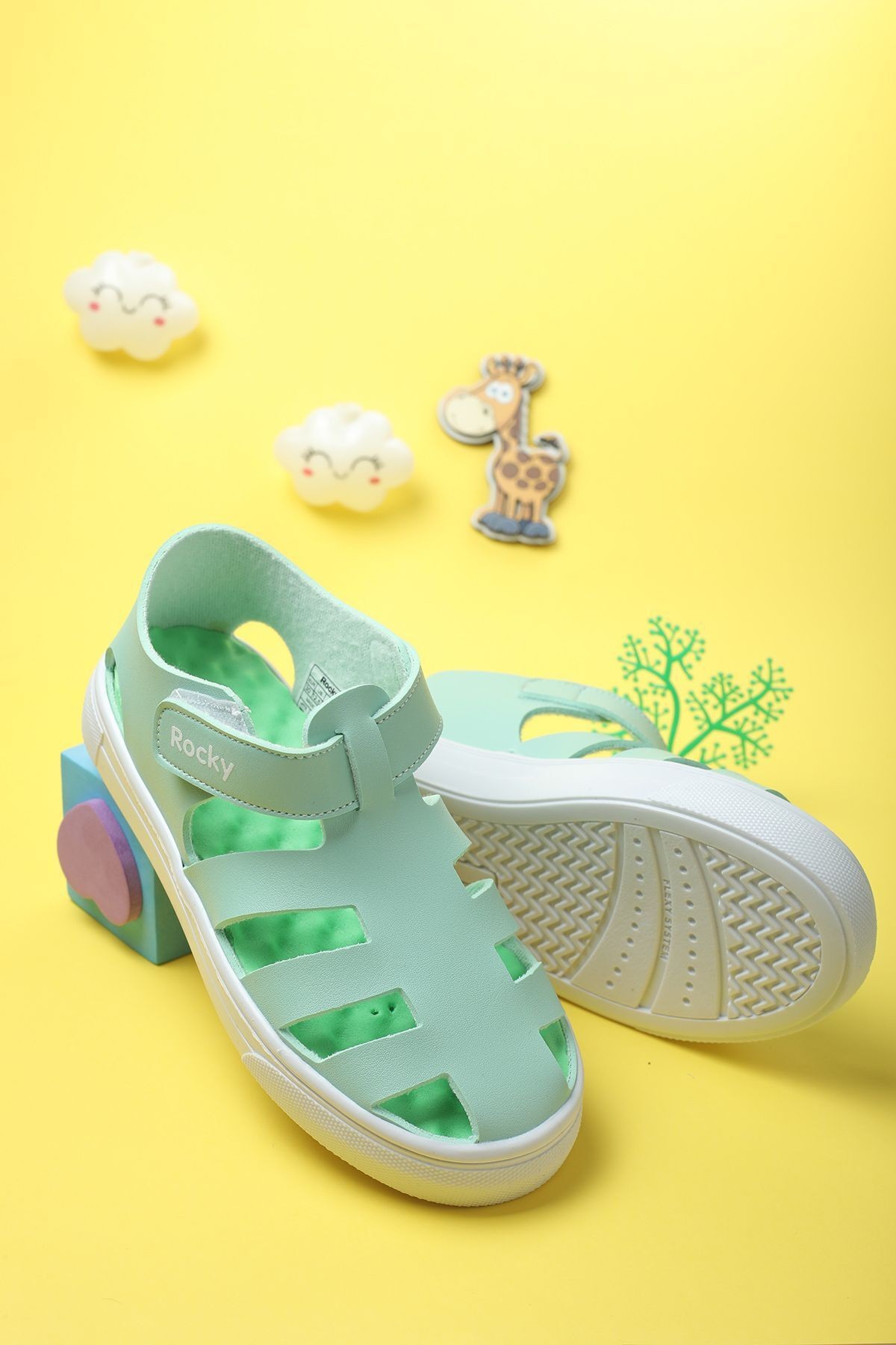 Unisex Nar Çiçeği Cırtlı Esnek Kaucuk Taban Tam Ortapedik Dayanıklı Sneaker Kız Çocuk Spor Sandalet