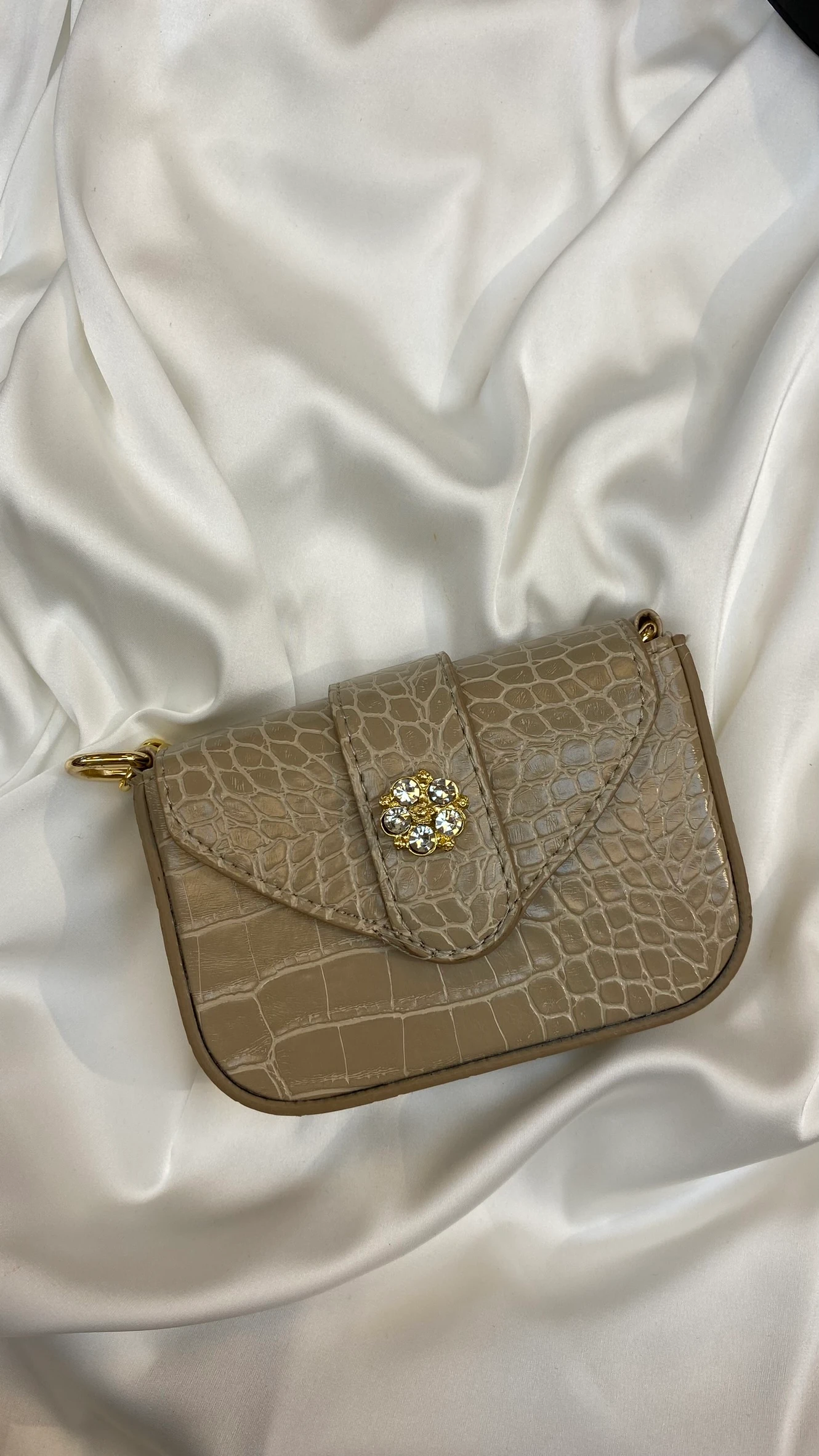 Tokalı Küçük Çanta Vizon