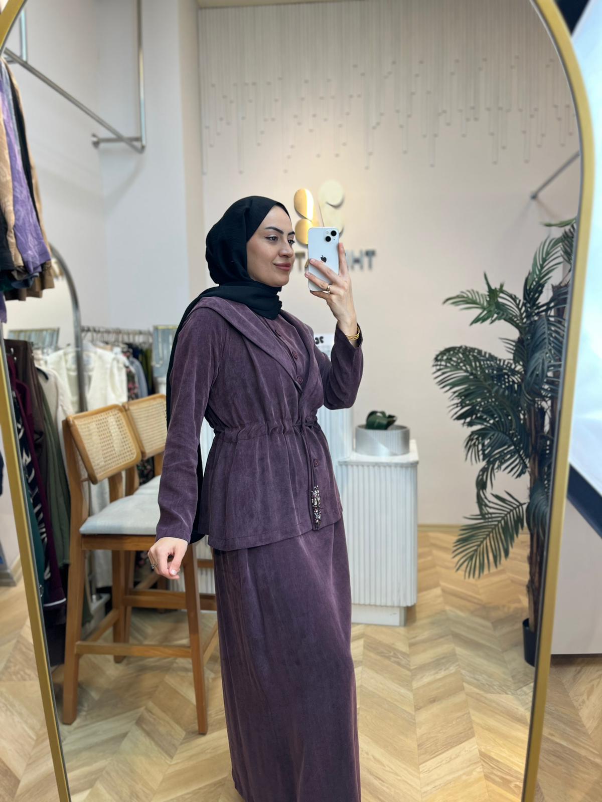 Ceketli İpek Cupra Bordo