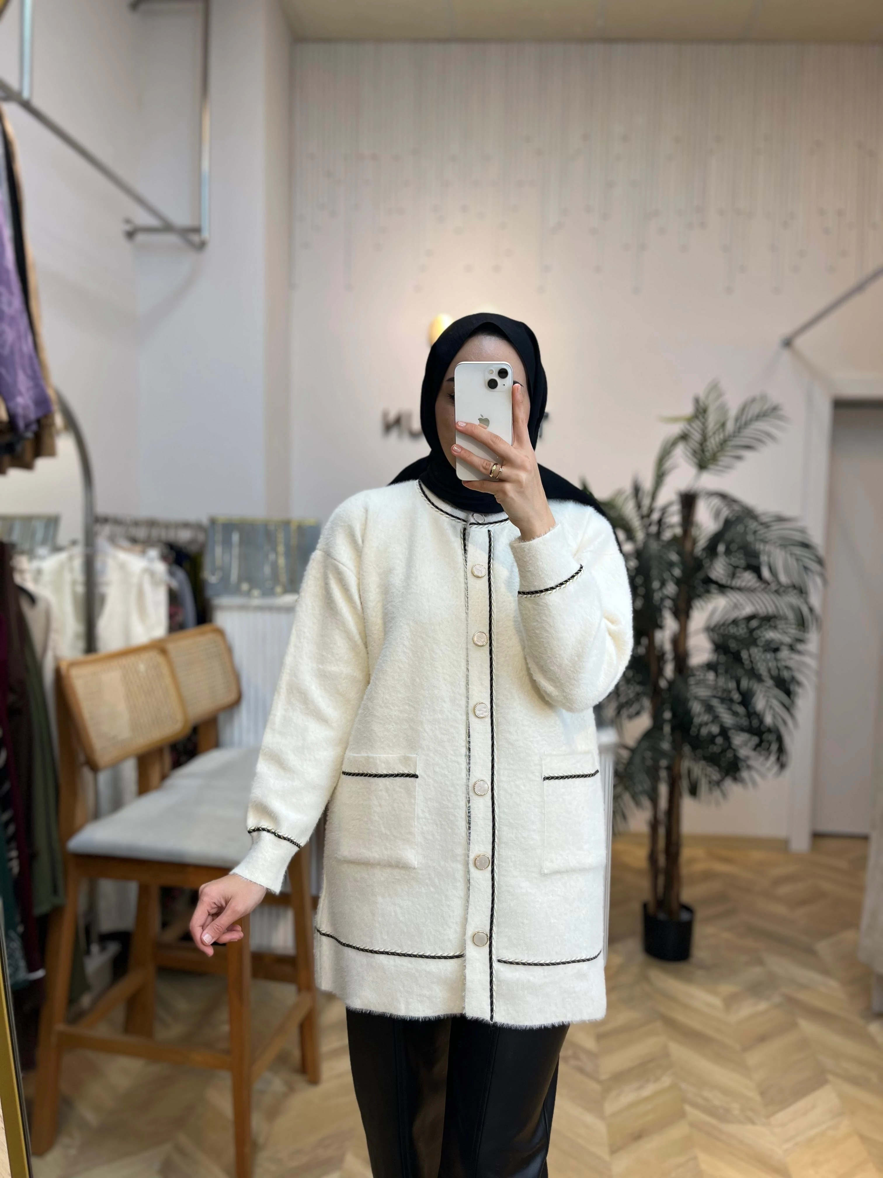 Angora Hırka Simli Ekru