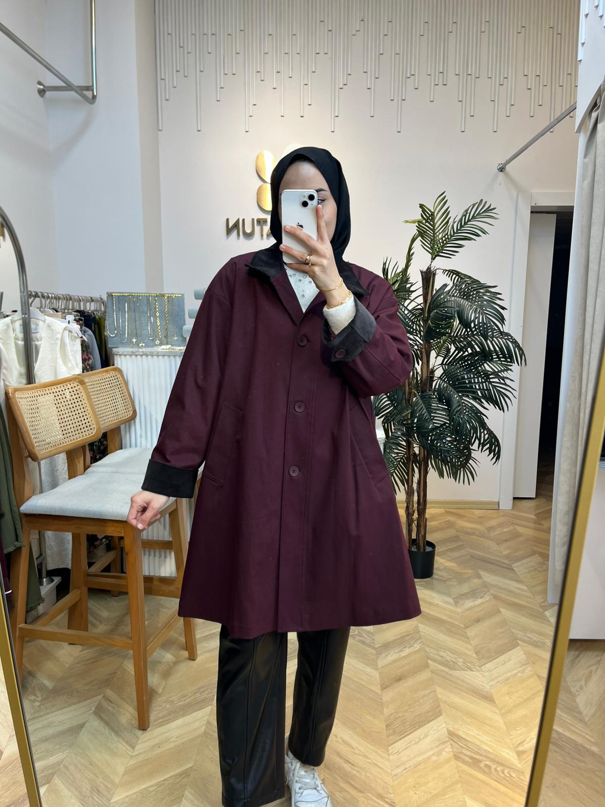 Kadife Kap Garnili  Bordo