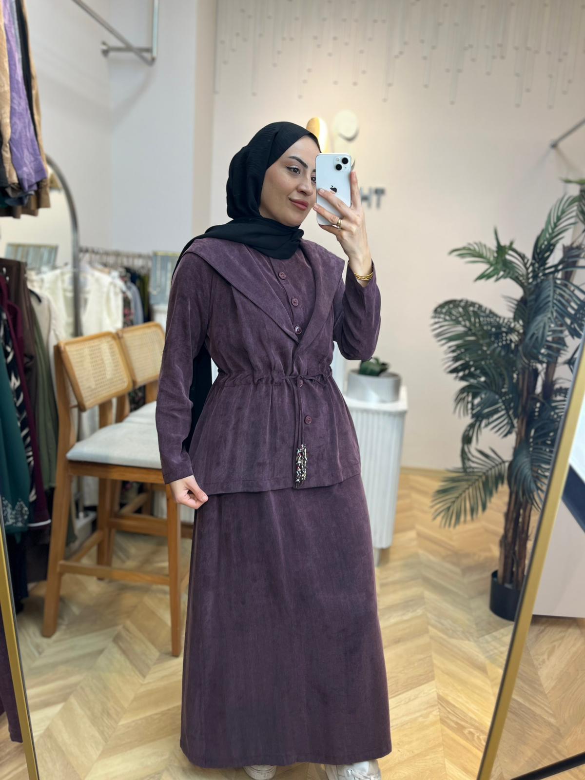 Ceketli İpek Cupra Bordo