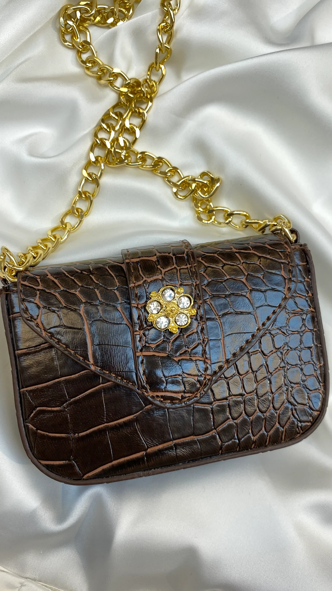 Tokalı Küçük Çanta Acı Kahve