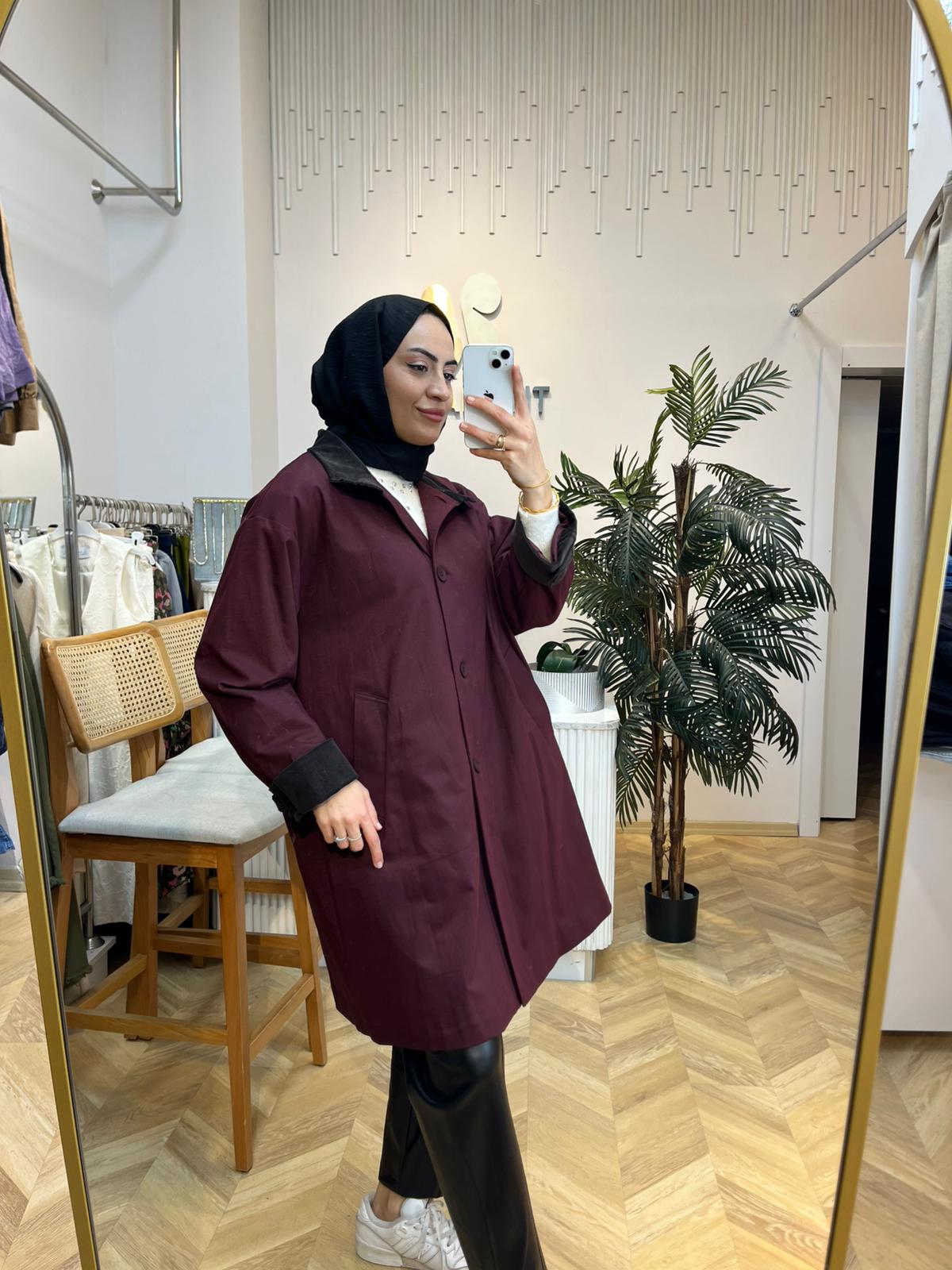 Kadife Kap Garnili  Bordo