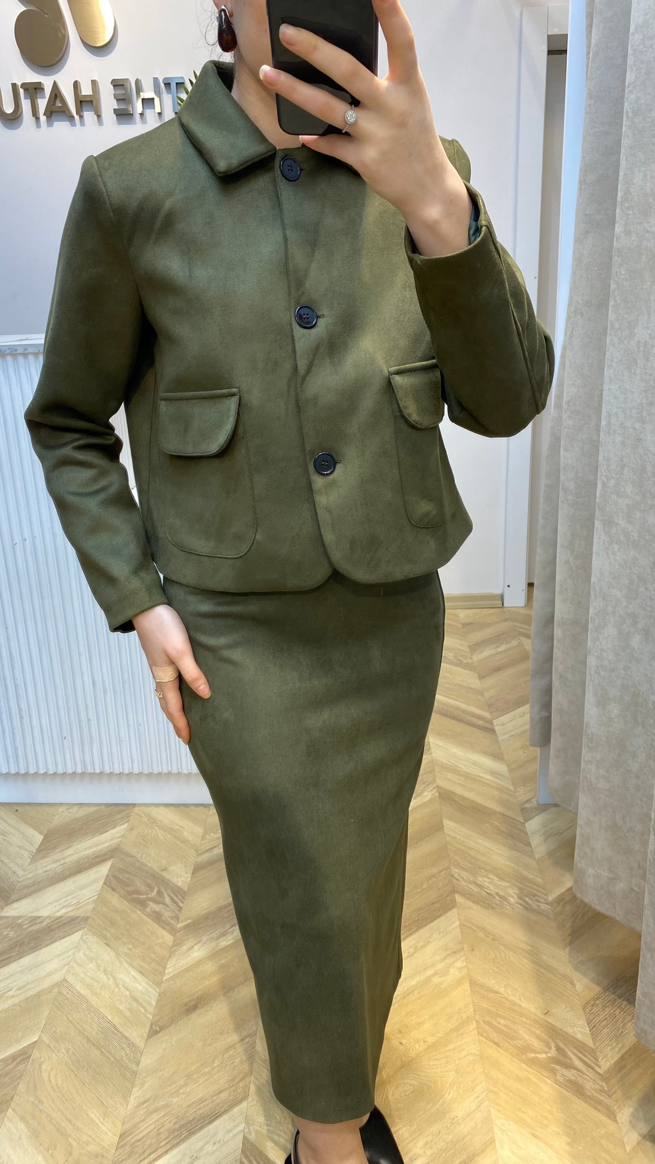 Süet Etek Haki
