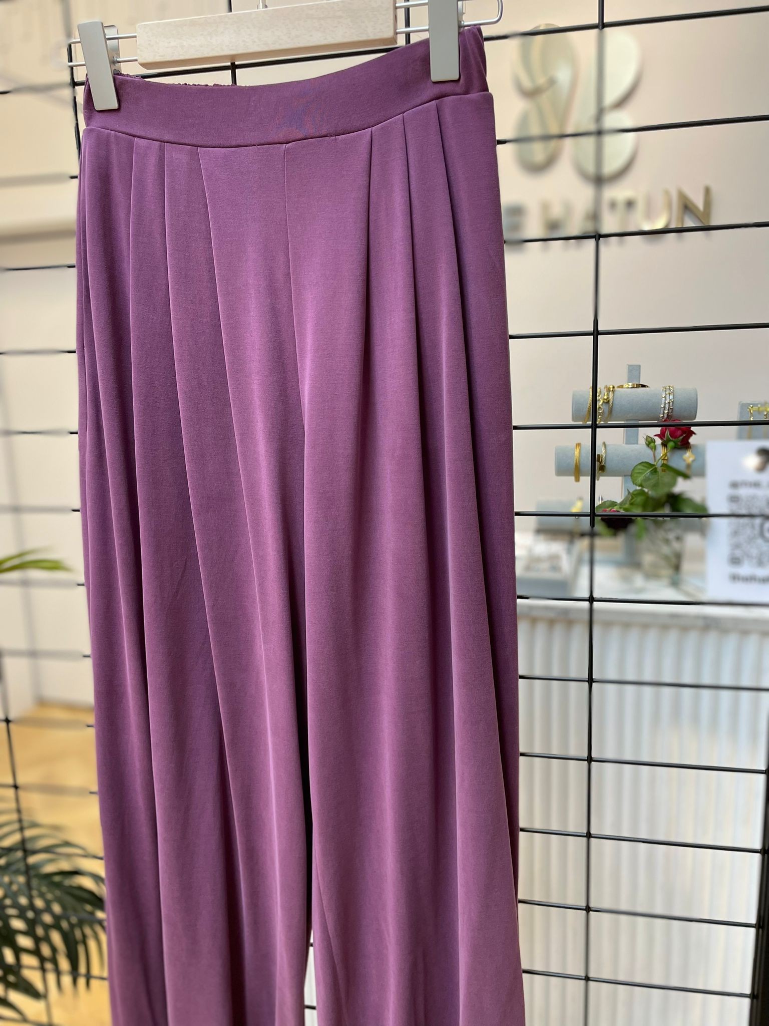 PİLELİ MODAL PANTOLON BORDO